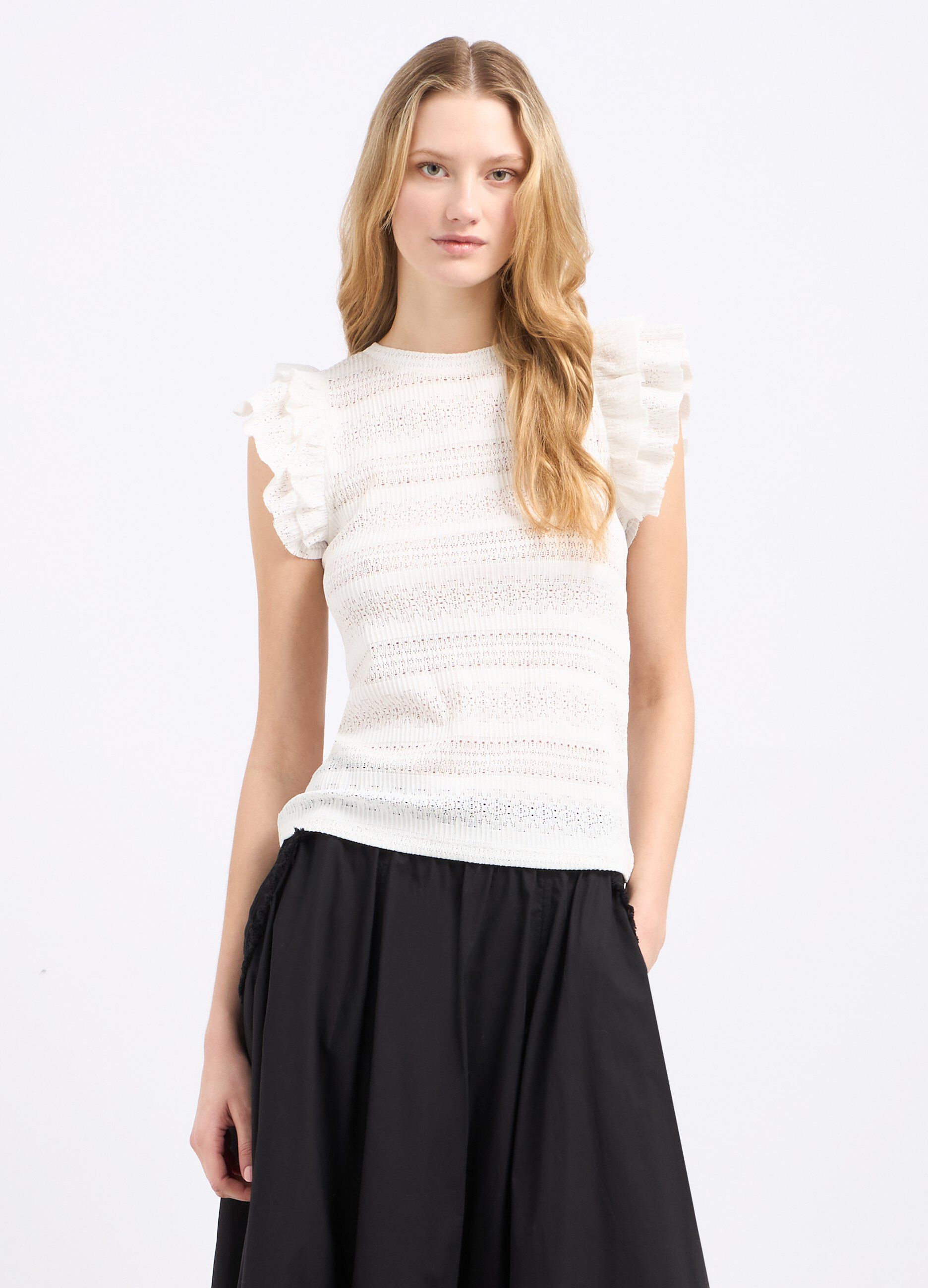 Top in tricot con maniche ad aletta donna_0