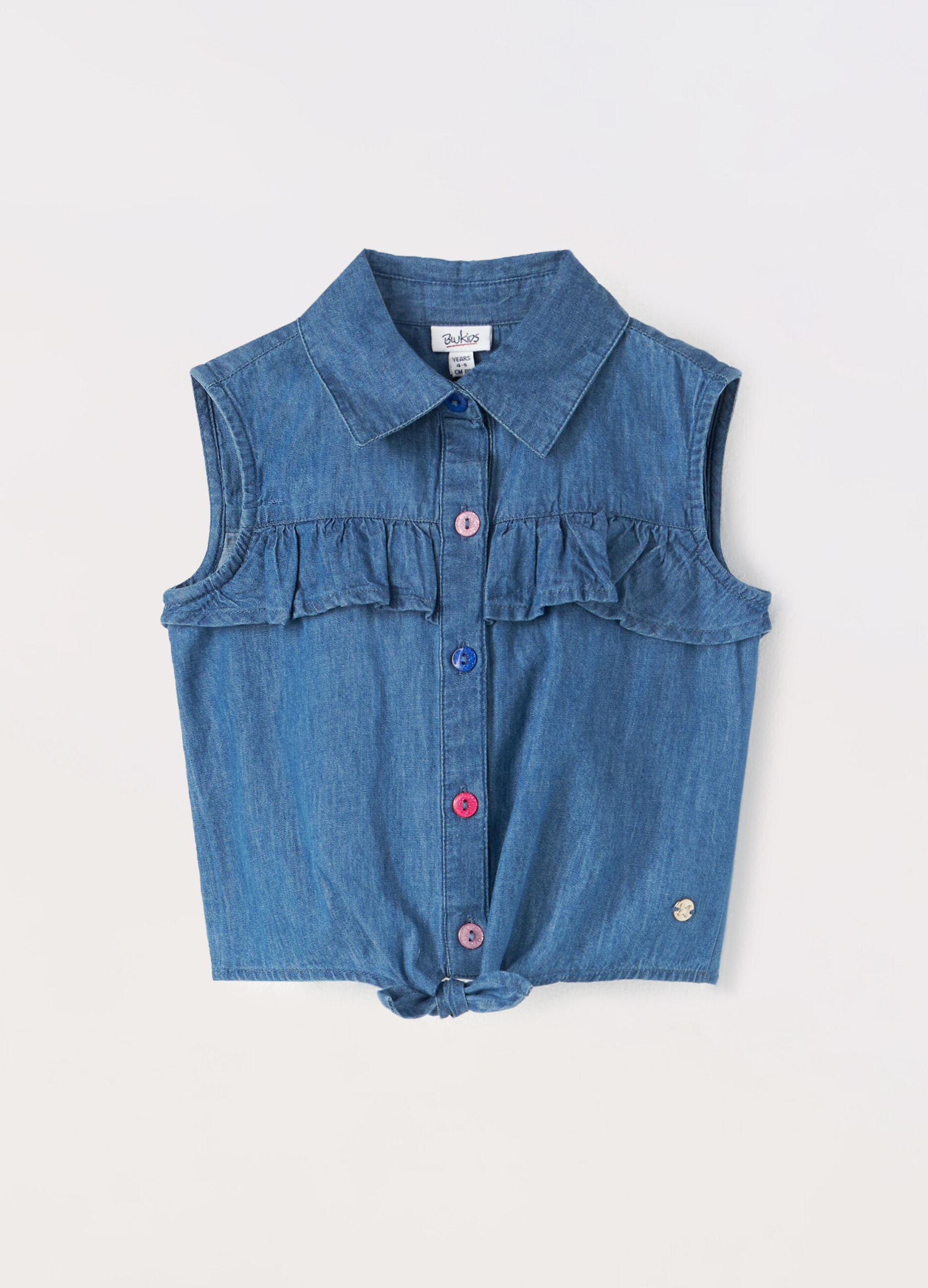 Camicia in chambray di puro cotone bambina_0