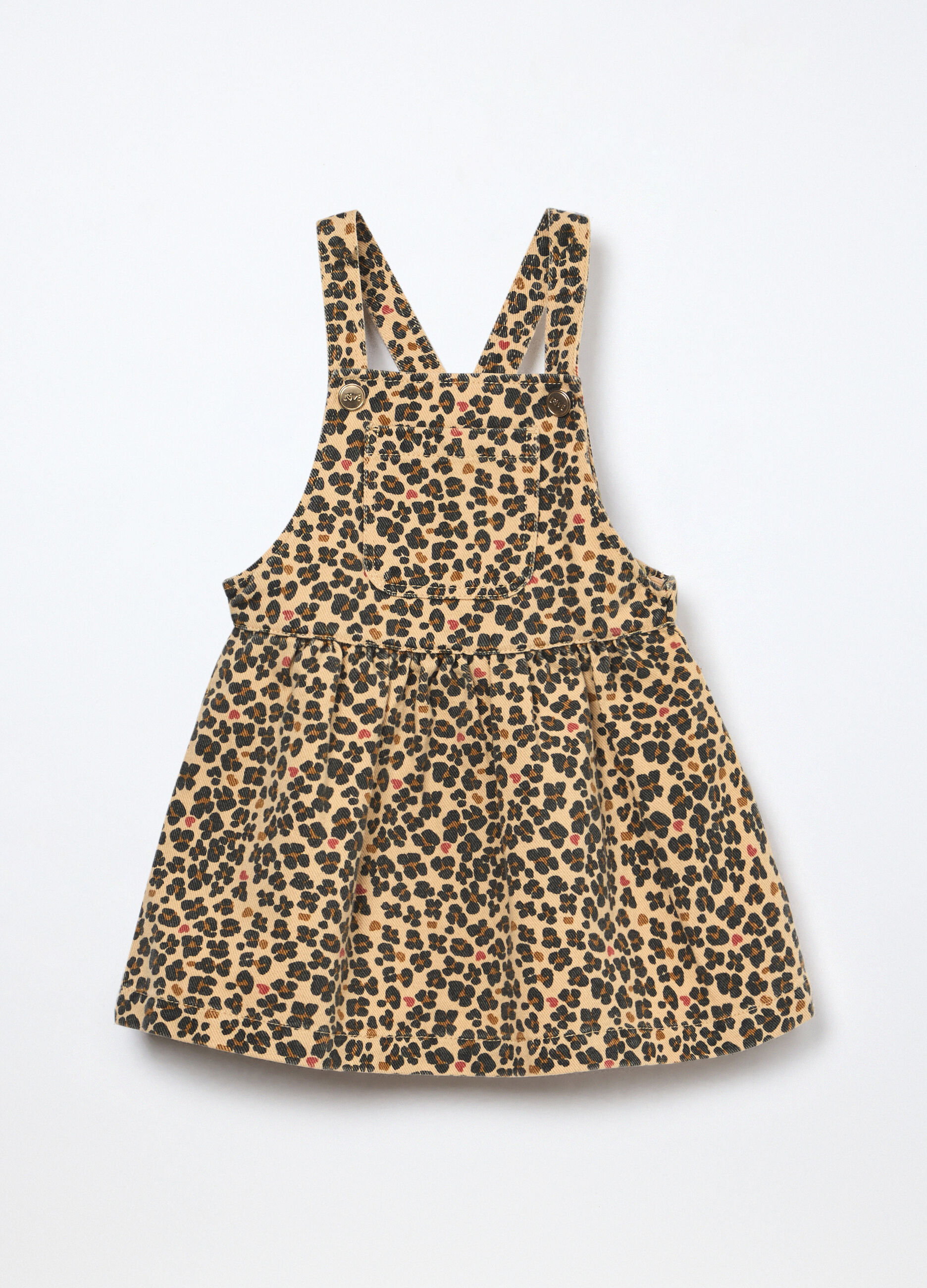 Vestito salopette in twill di puro cotone neonata_0