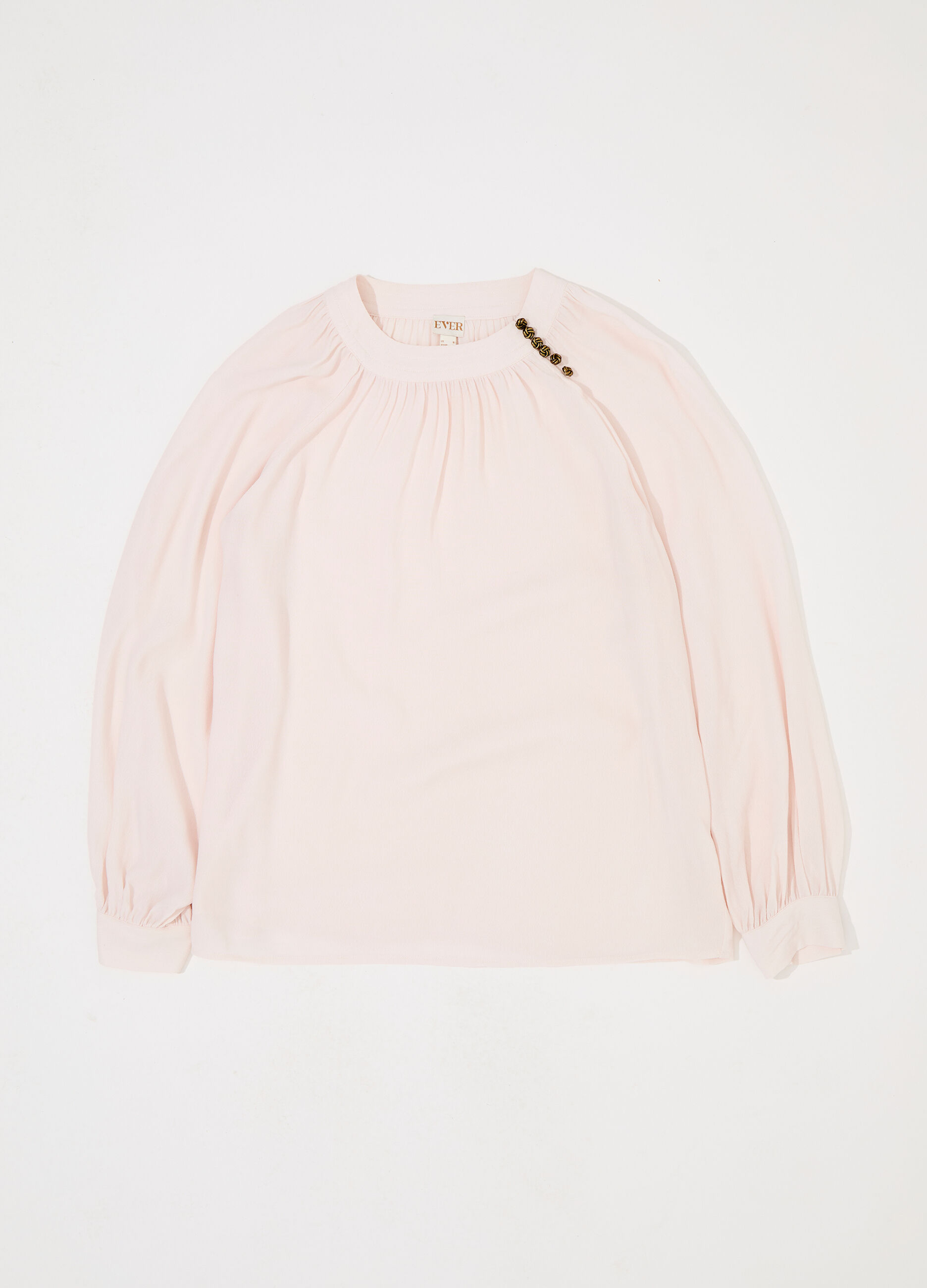 Blusa a pieghe in viscosa crêpe donna_4
