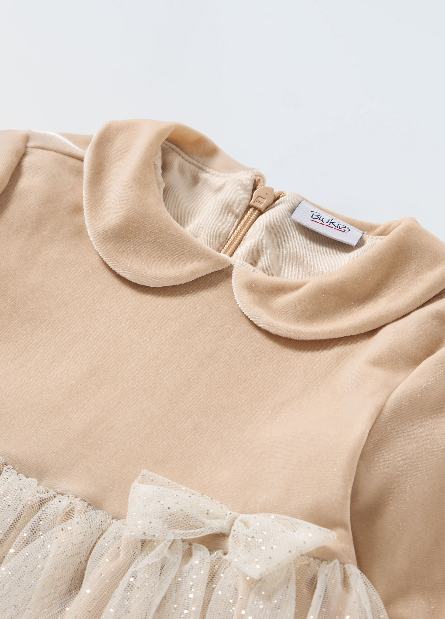 Vestito velour con tulle neonata_1