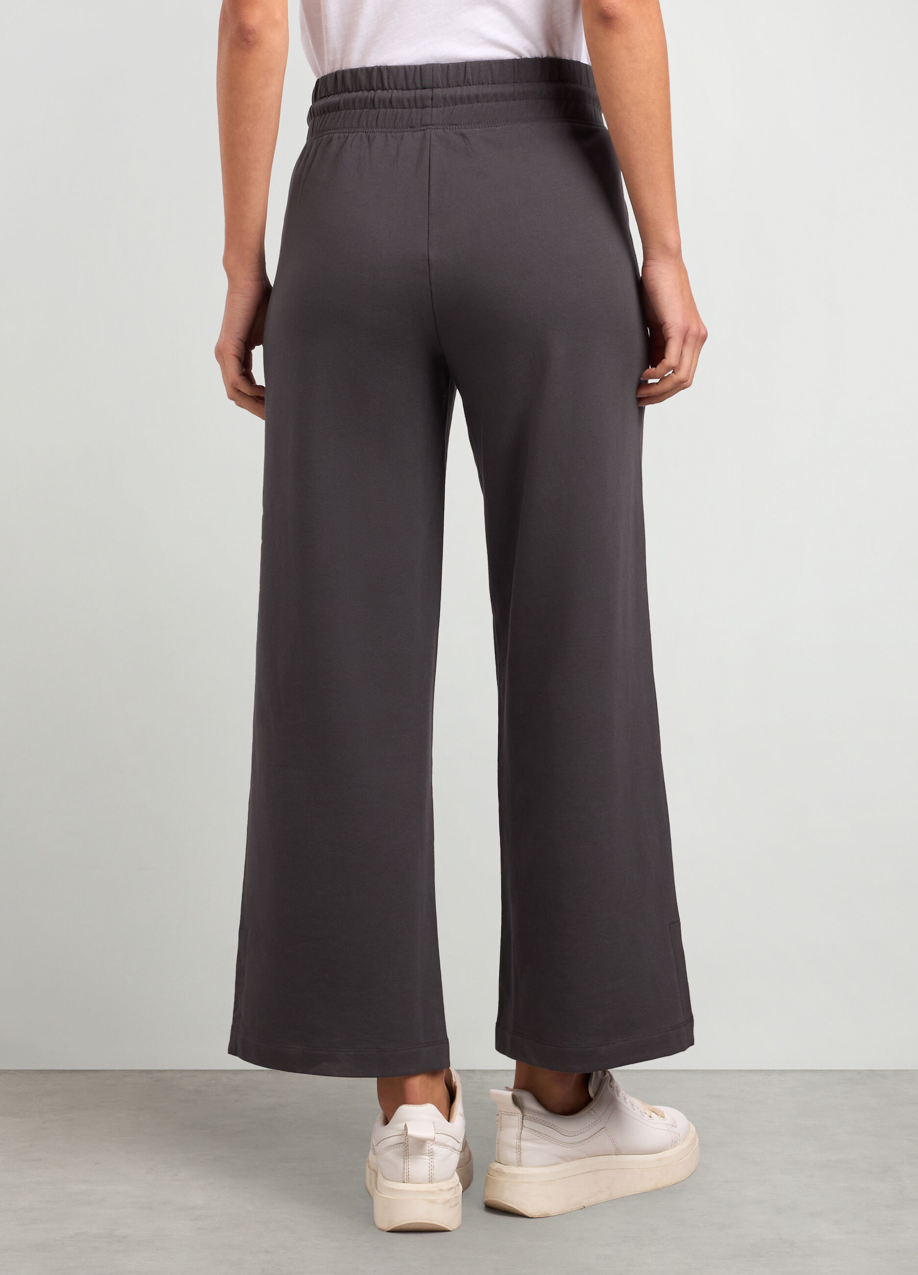 Joggers wide leg in felpa di cotone stretch donna_1