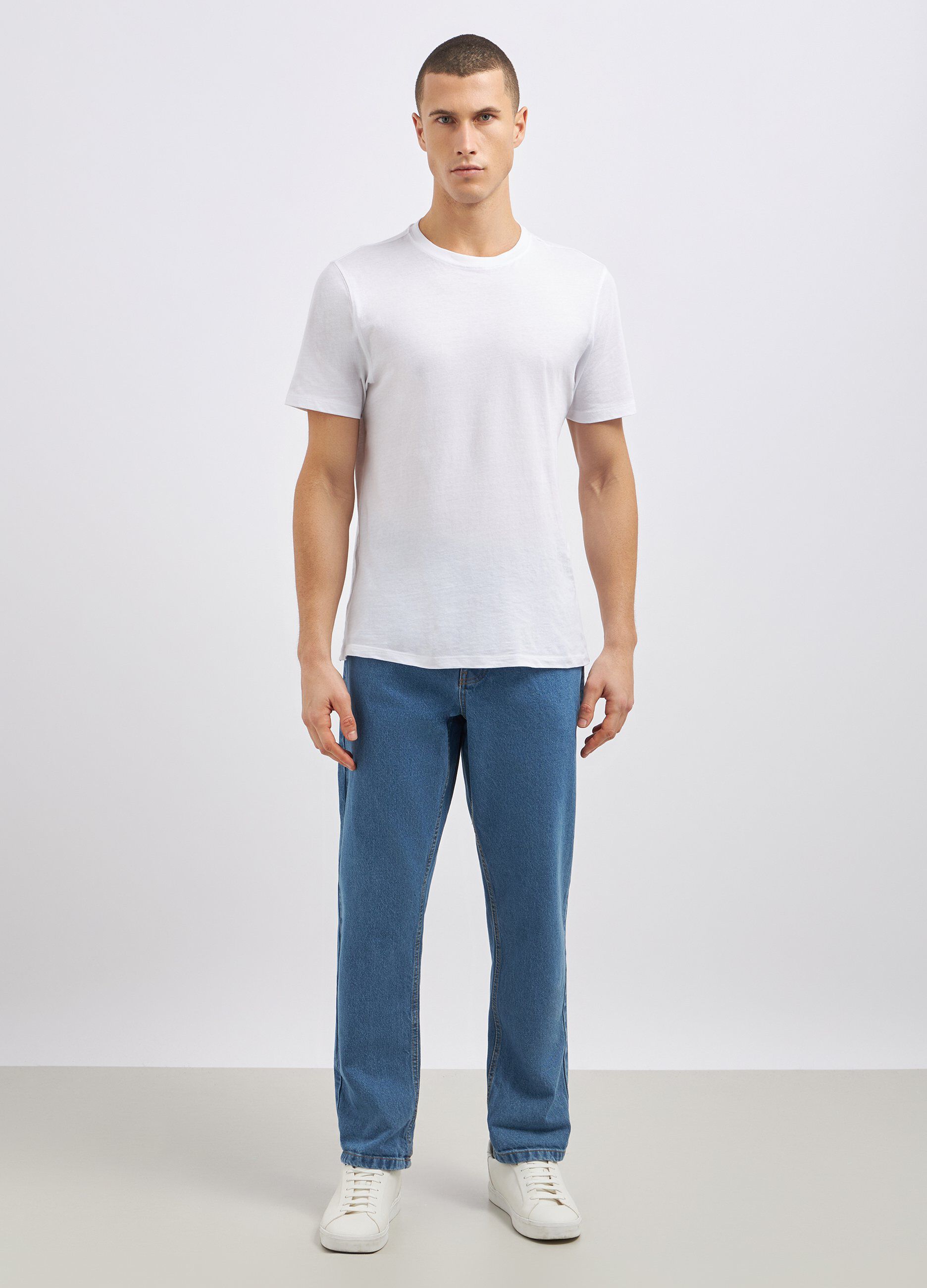 Jeans straight in puro cotone uomo_0
