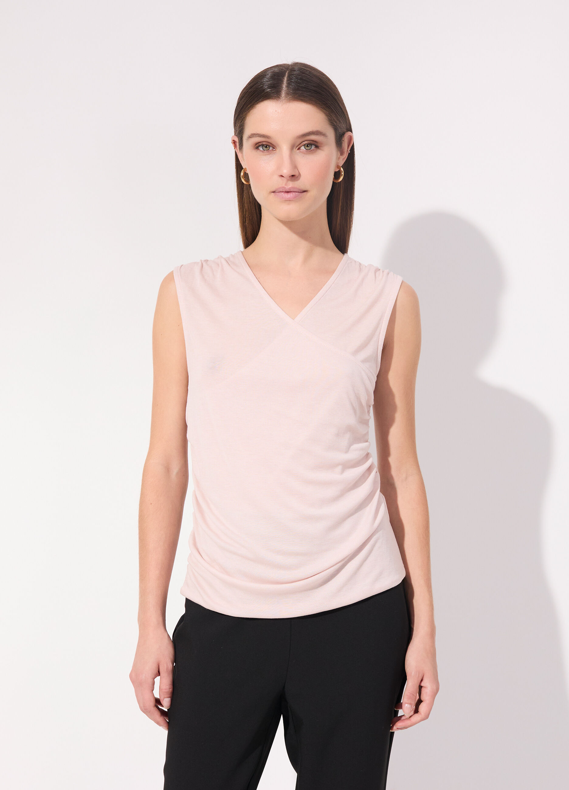 Top smanicato in lyocell misto lana donna_1