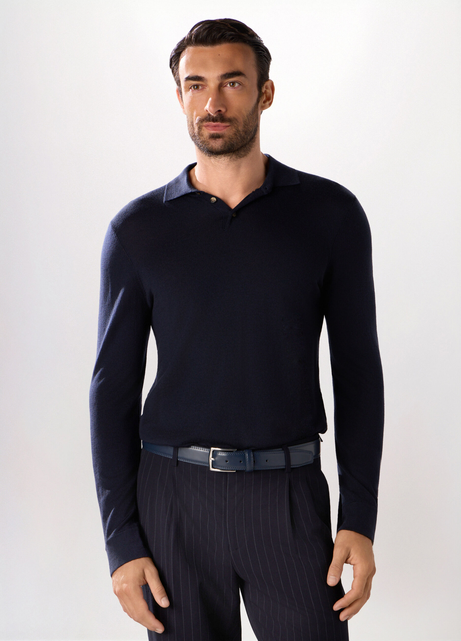 Polo in maglia di lana merino uomo_0