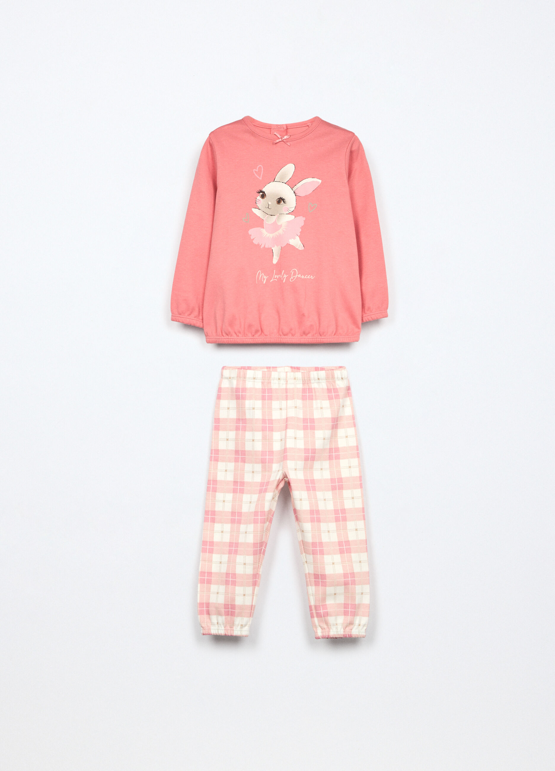 Pigiama lungo in interlock di puro cotone neonata_0