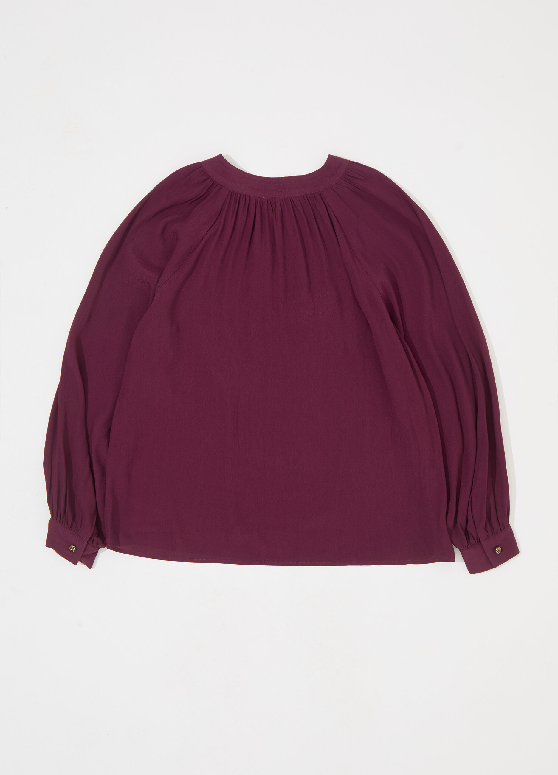 Blusa a pieghe con maniche a sbuffo donna_5