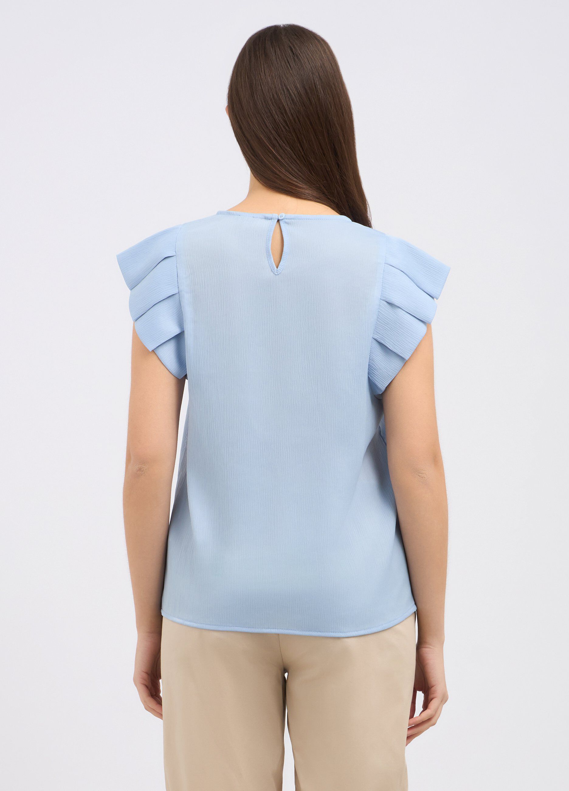 Blusa creponne con rouches donna_1