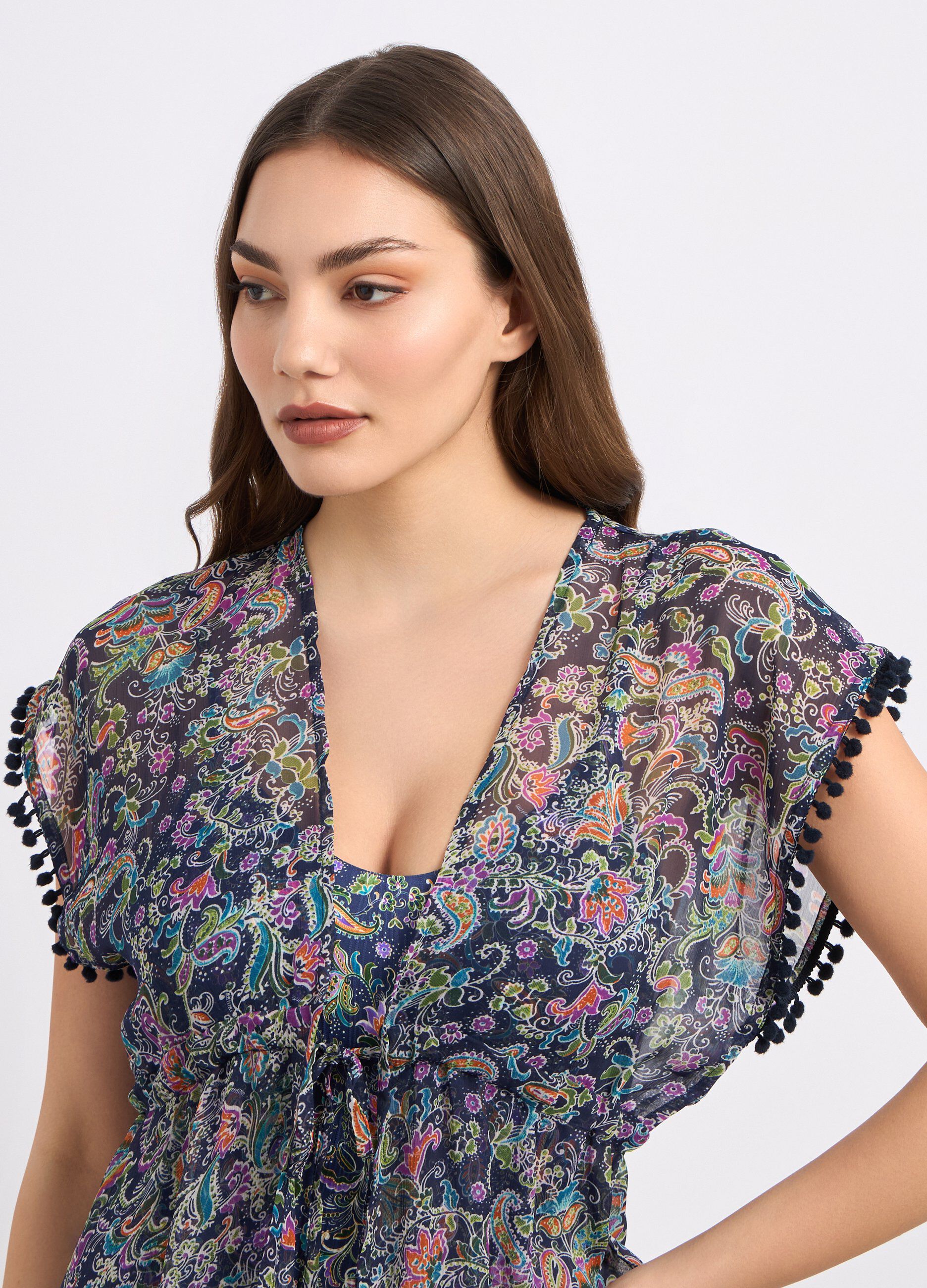 Abito copricostume lungo in chiffon donna_2