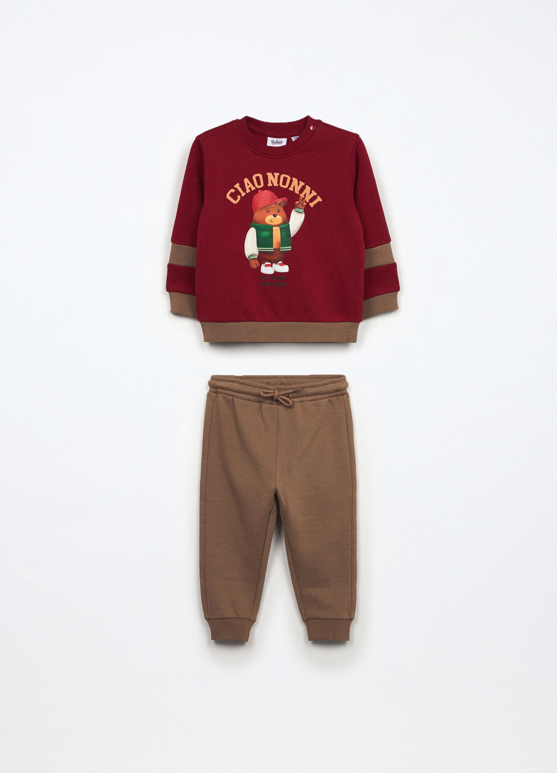 Jogging set in french terry di puro cotone neonato_0