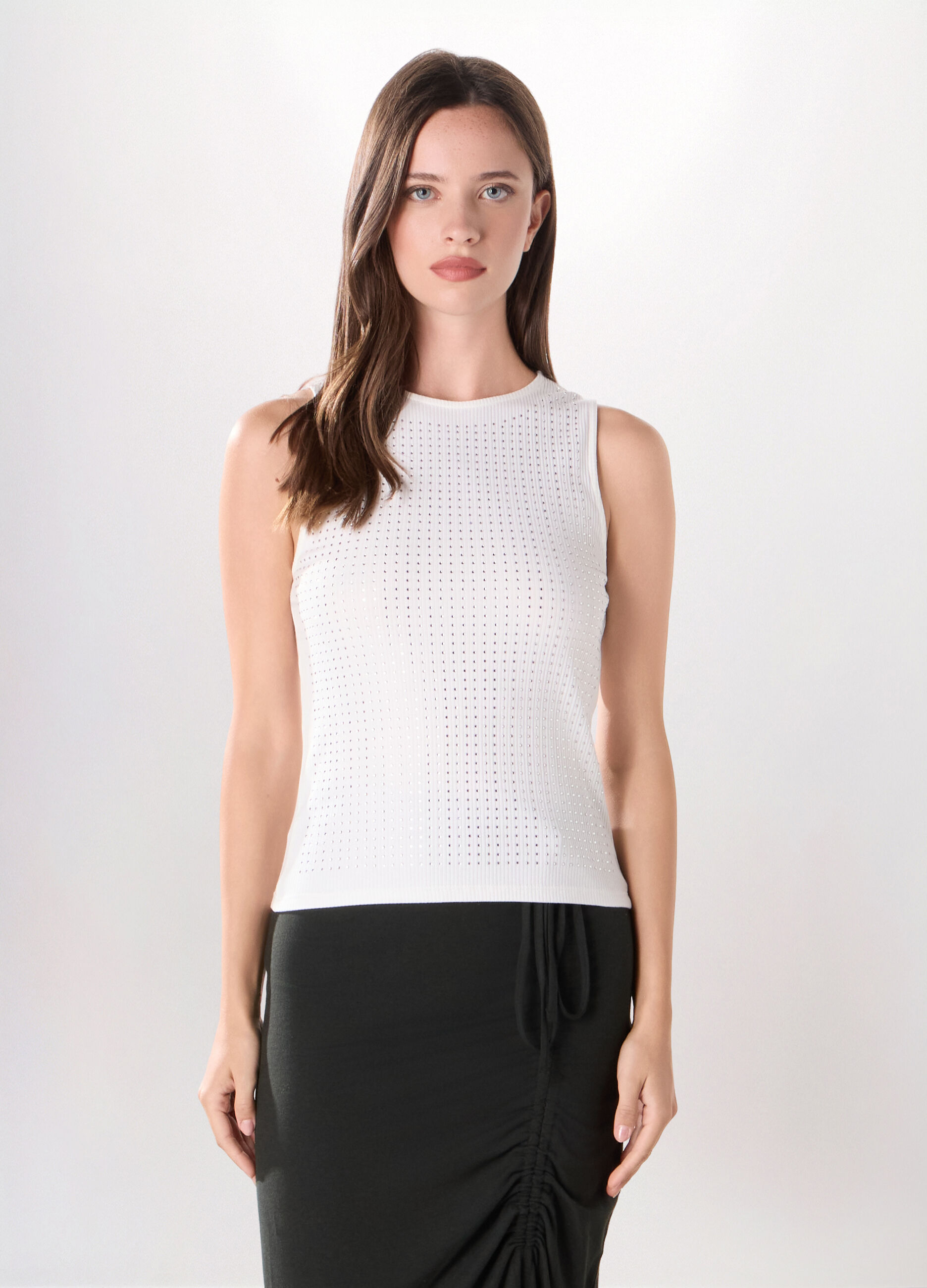 Top in costina di cotone stretch donna_0