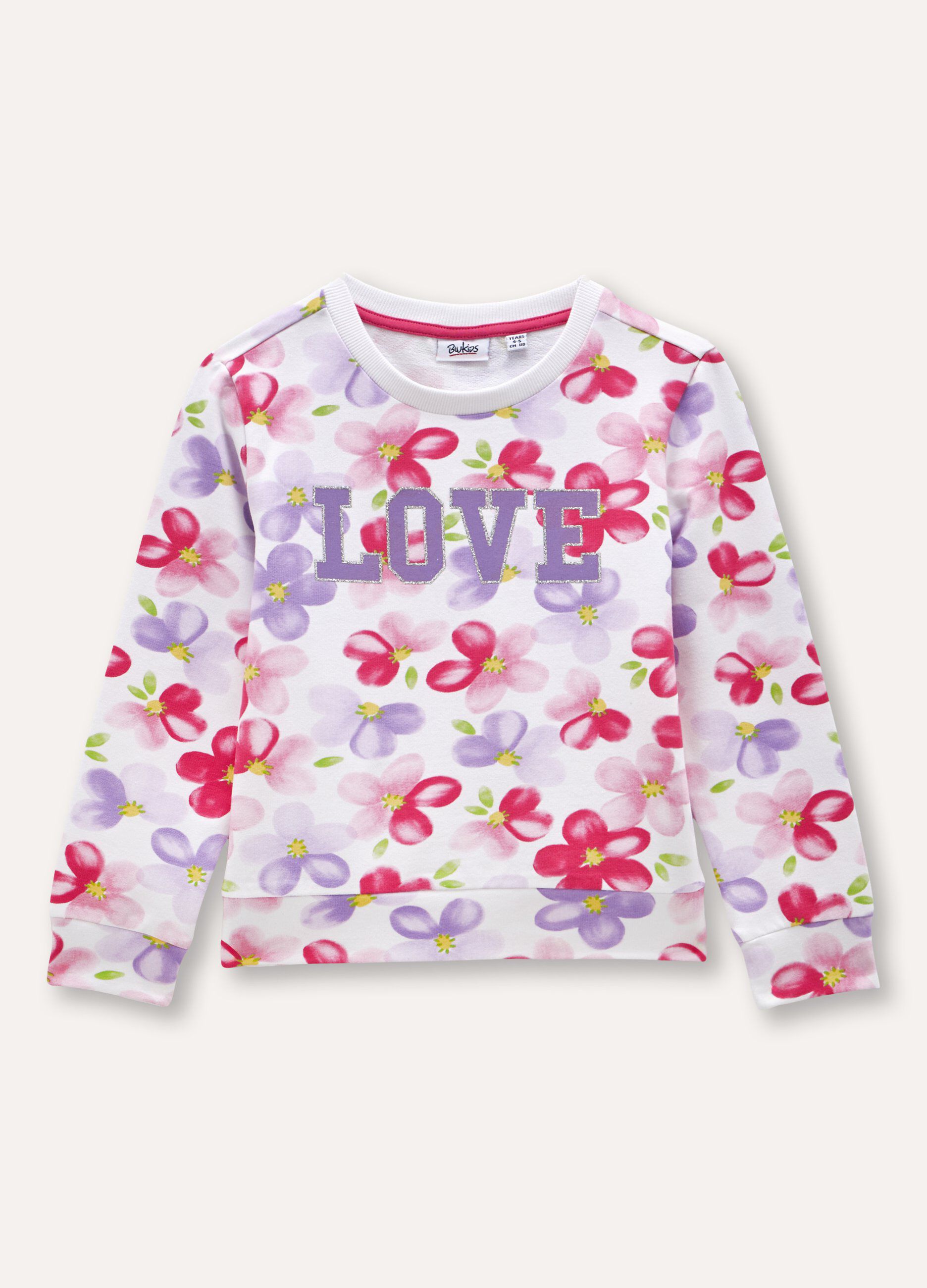 Felpa in cotone stretch con stampa bambina_0