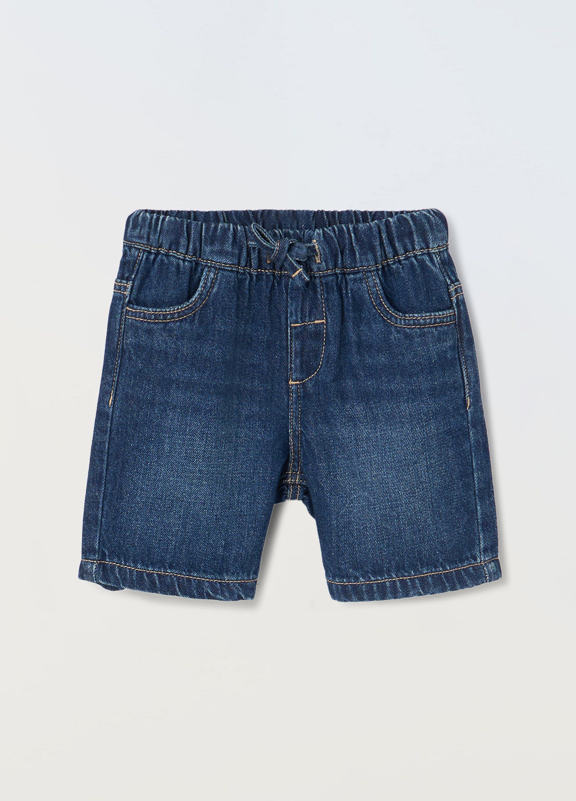 Shorts in denim di misto cotone neonato_0