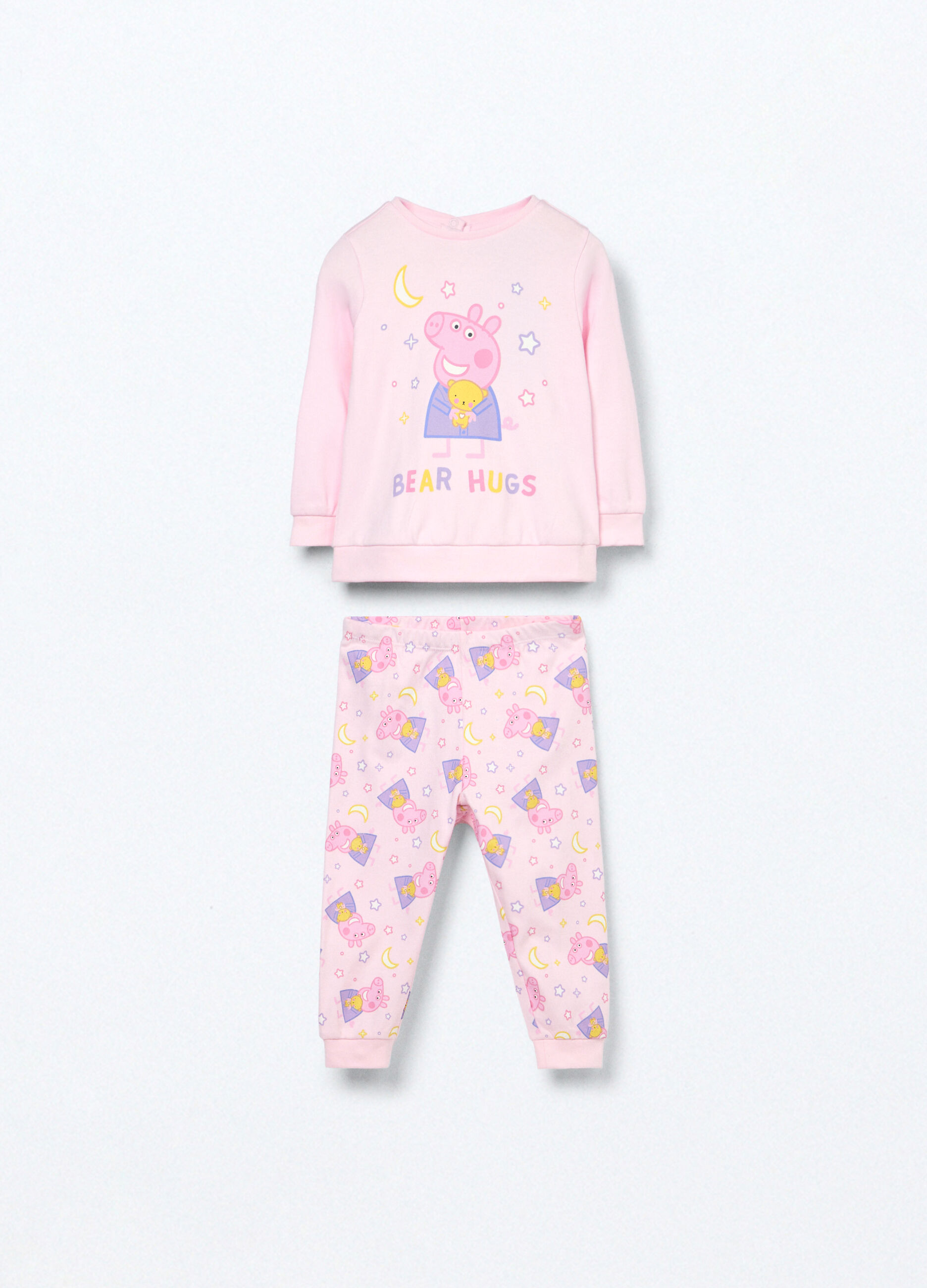 Set pigiama lungo Peppa Pig in interlock di puro cotone neonata_0