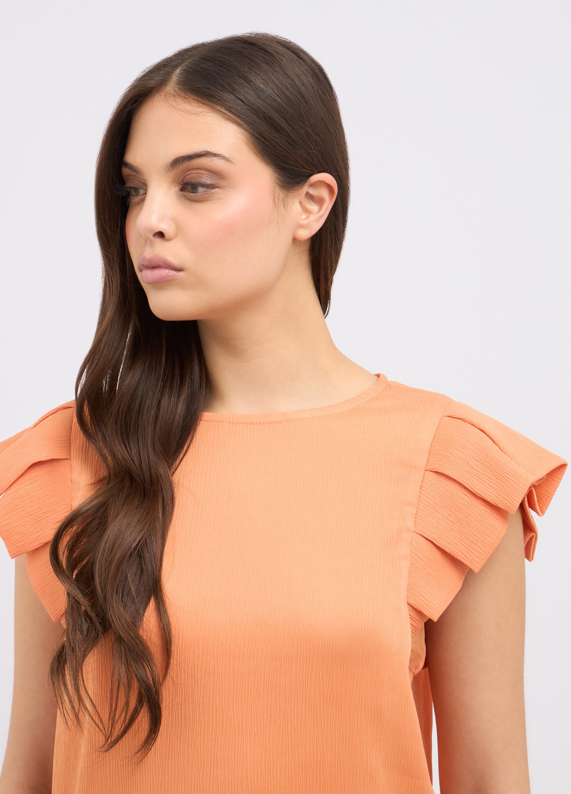 Blusa creponne con rouches donna_2