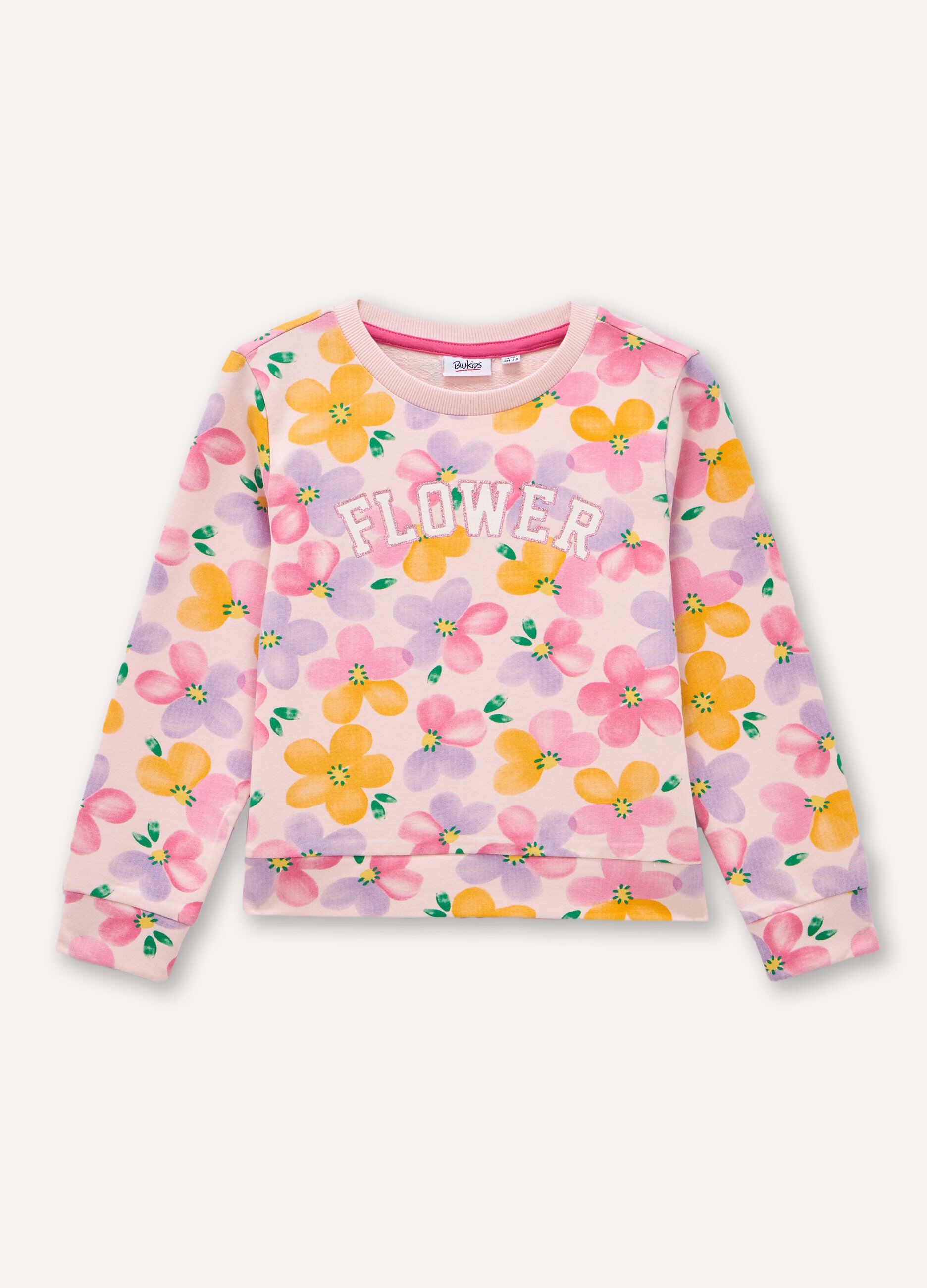 Felpa in cotone stretch con stampa bambina_0