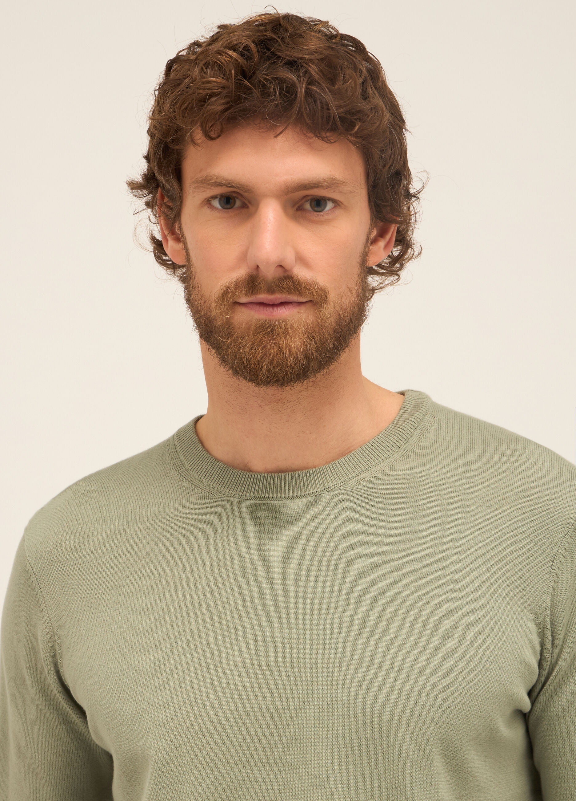 Maglione girocollo in puro cotone maglia rasata uomo_2