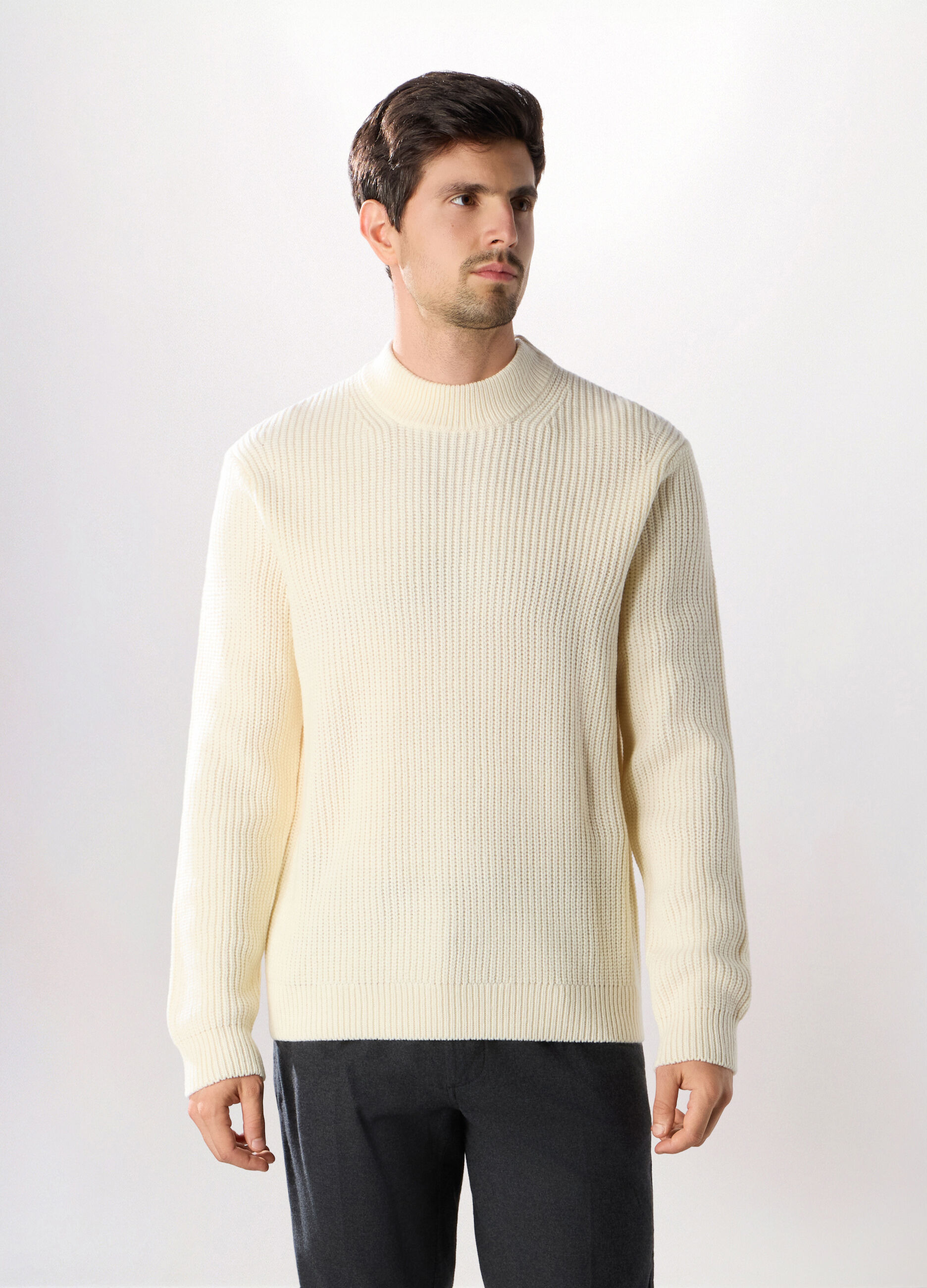 Maglione collo camino a costa inglese uomo_0