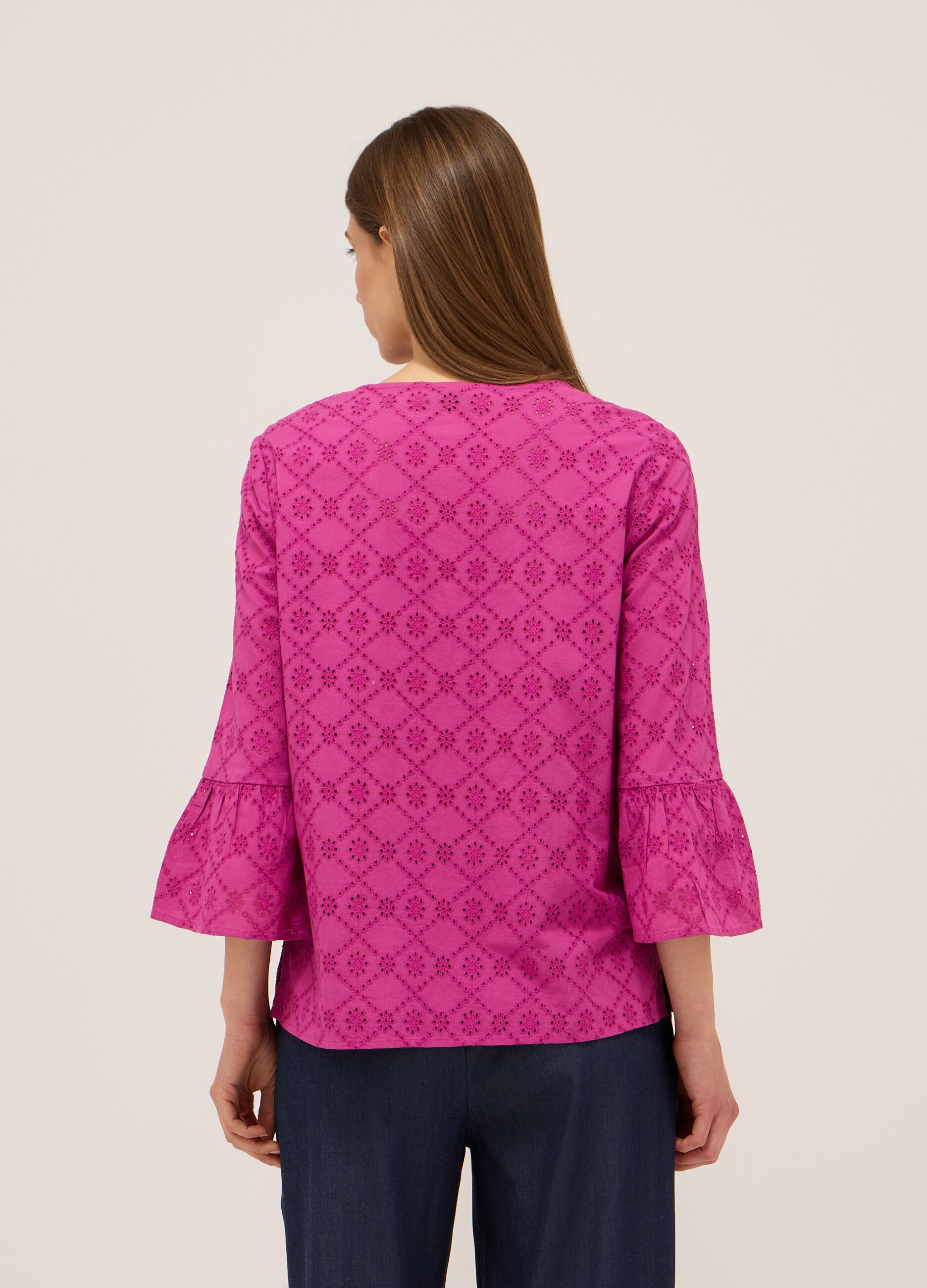 Blusa ricamata in puro cotone donna_1