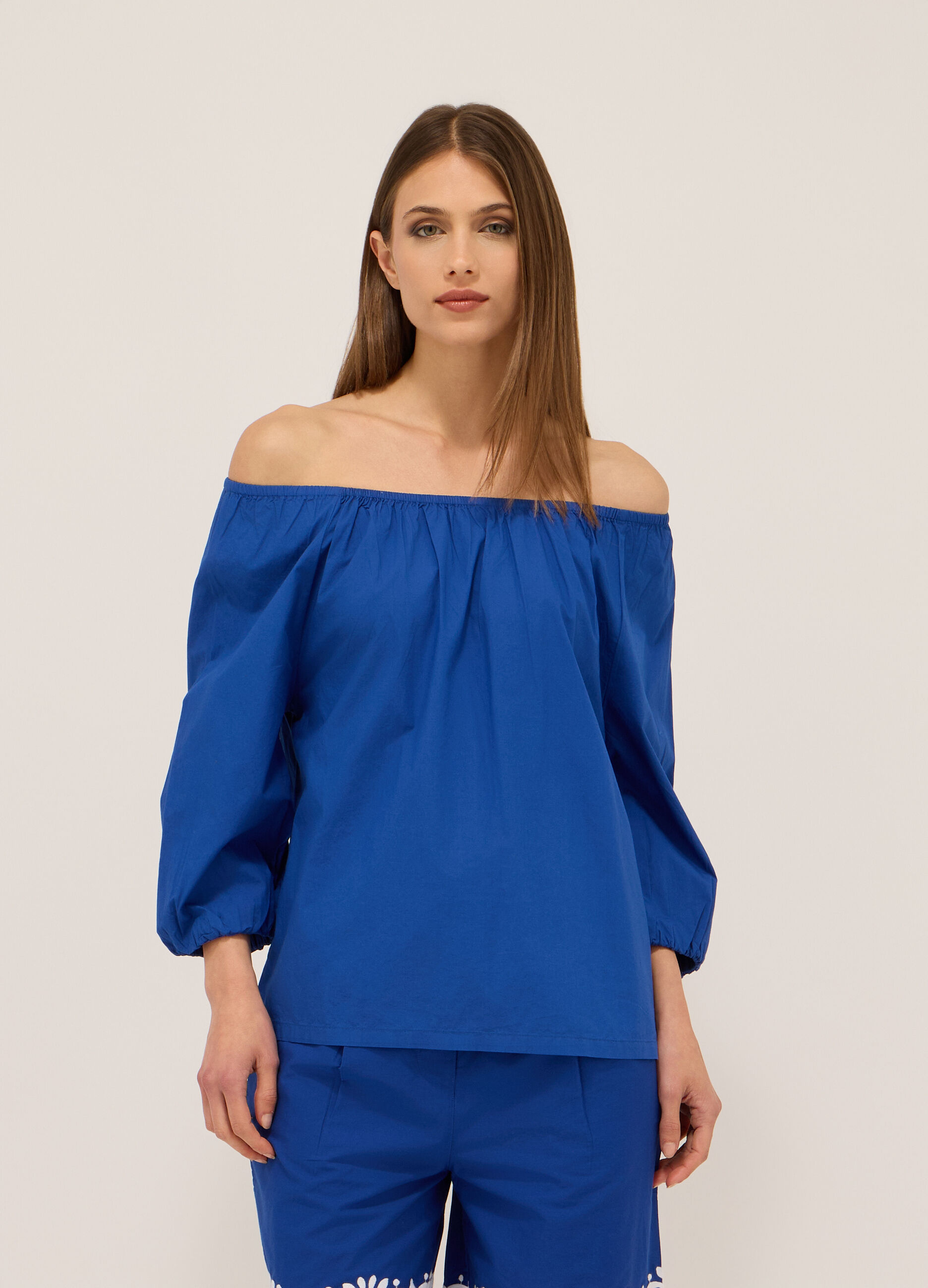 Blusa in popeline di puro cotone donna_0