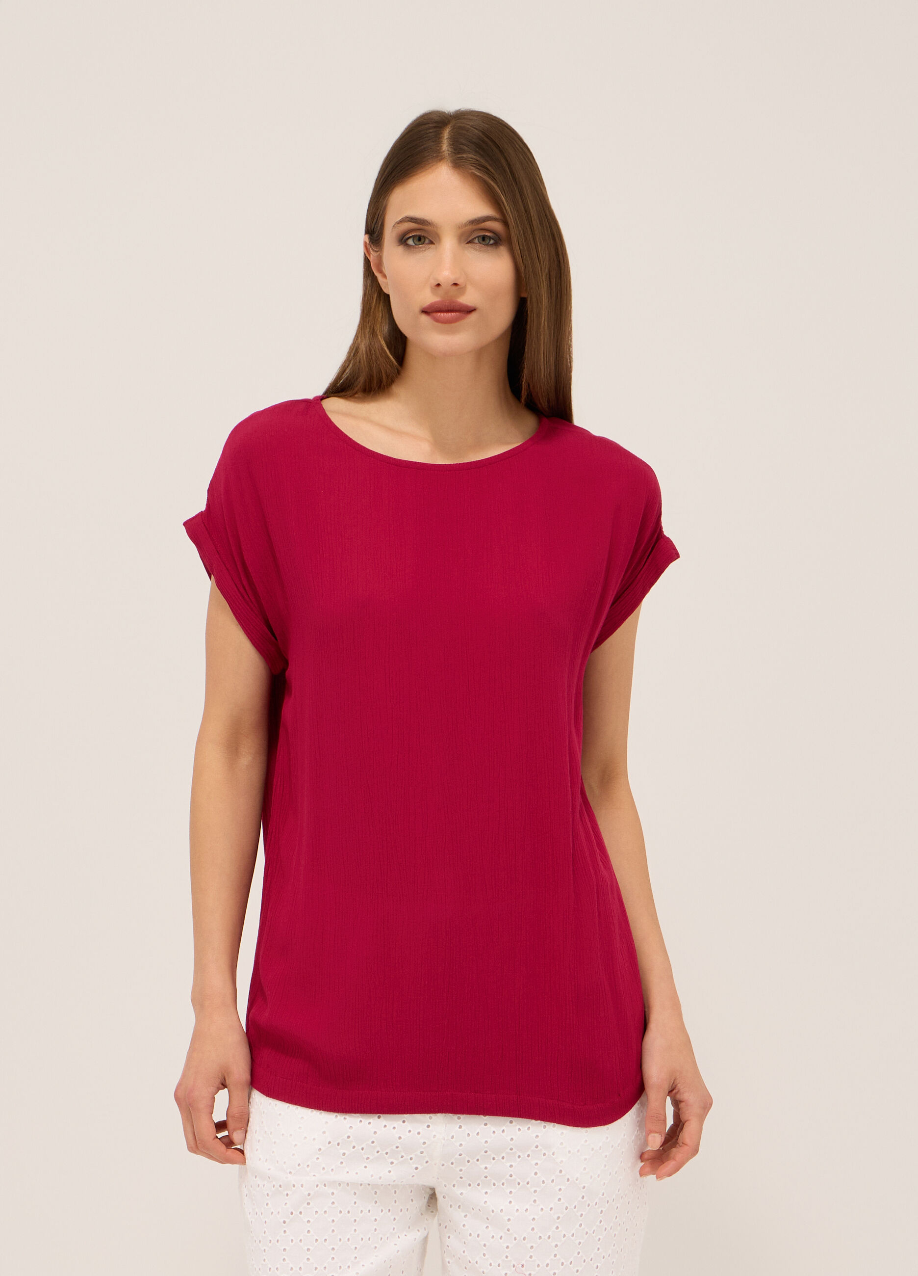 Blusa in pura viscosa crêpe donna_0