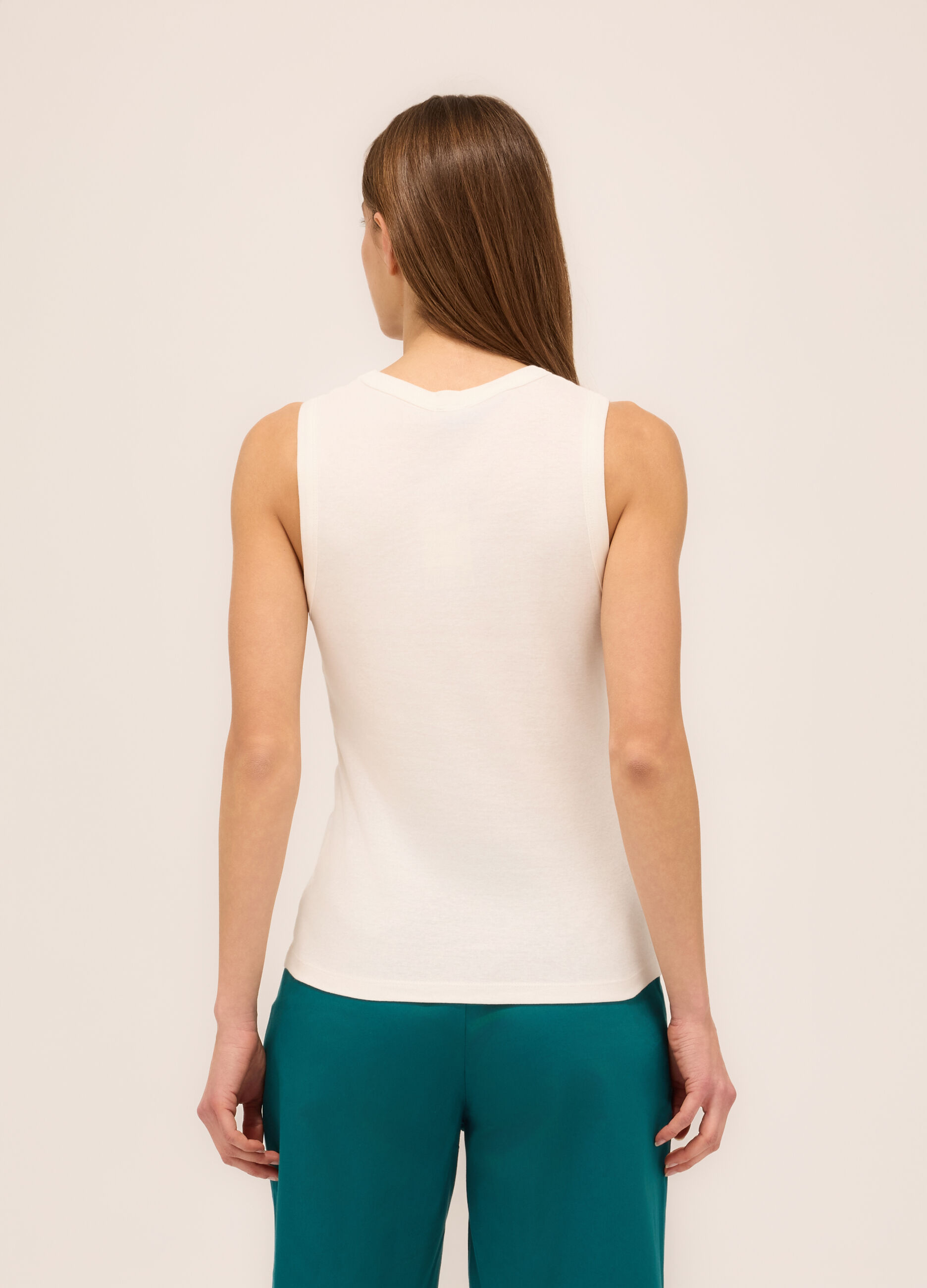 Top con strass in puro cotone donna_1