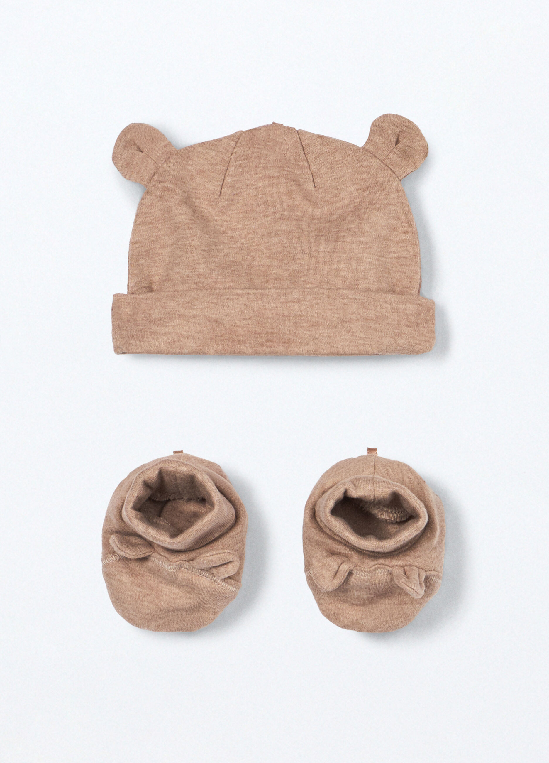 Set berretto + scarpine in interlock di puro cotone neonato_0