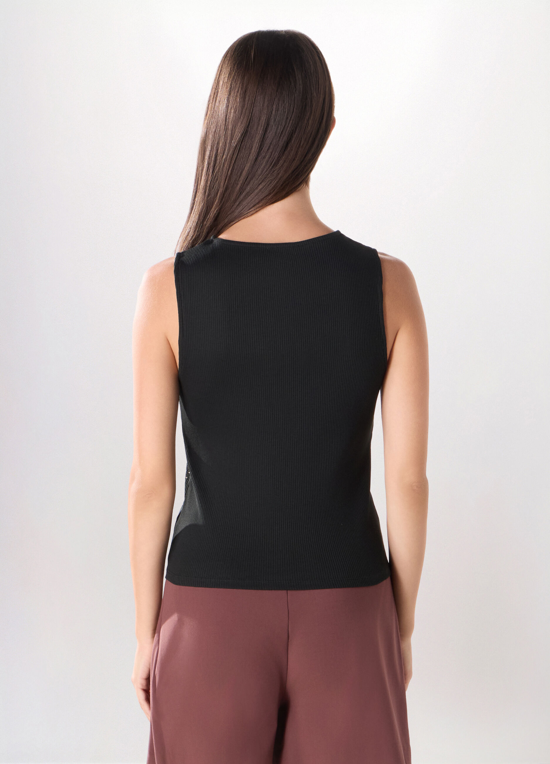 Top in costina di cotone stretch donna_1