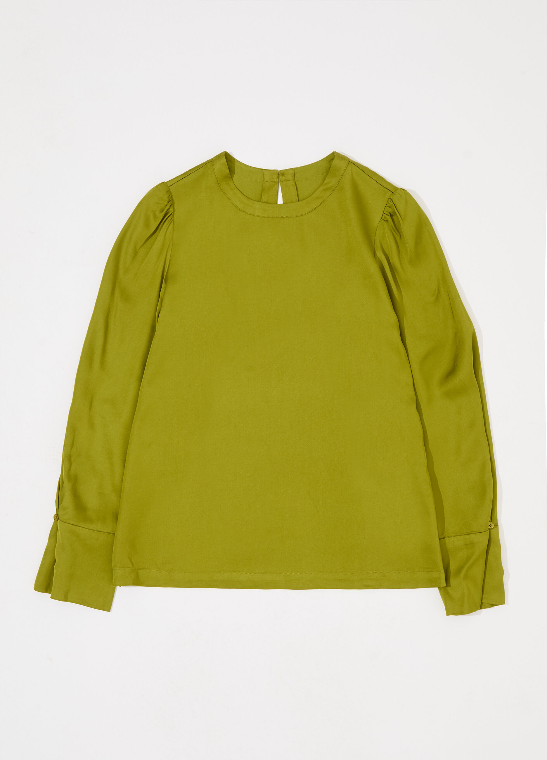 Blusa in viscosa crêpe con maniche a sbuffo donna_4