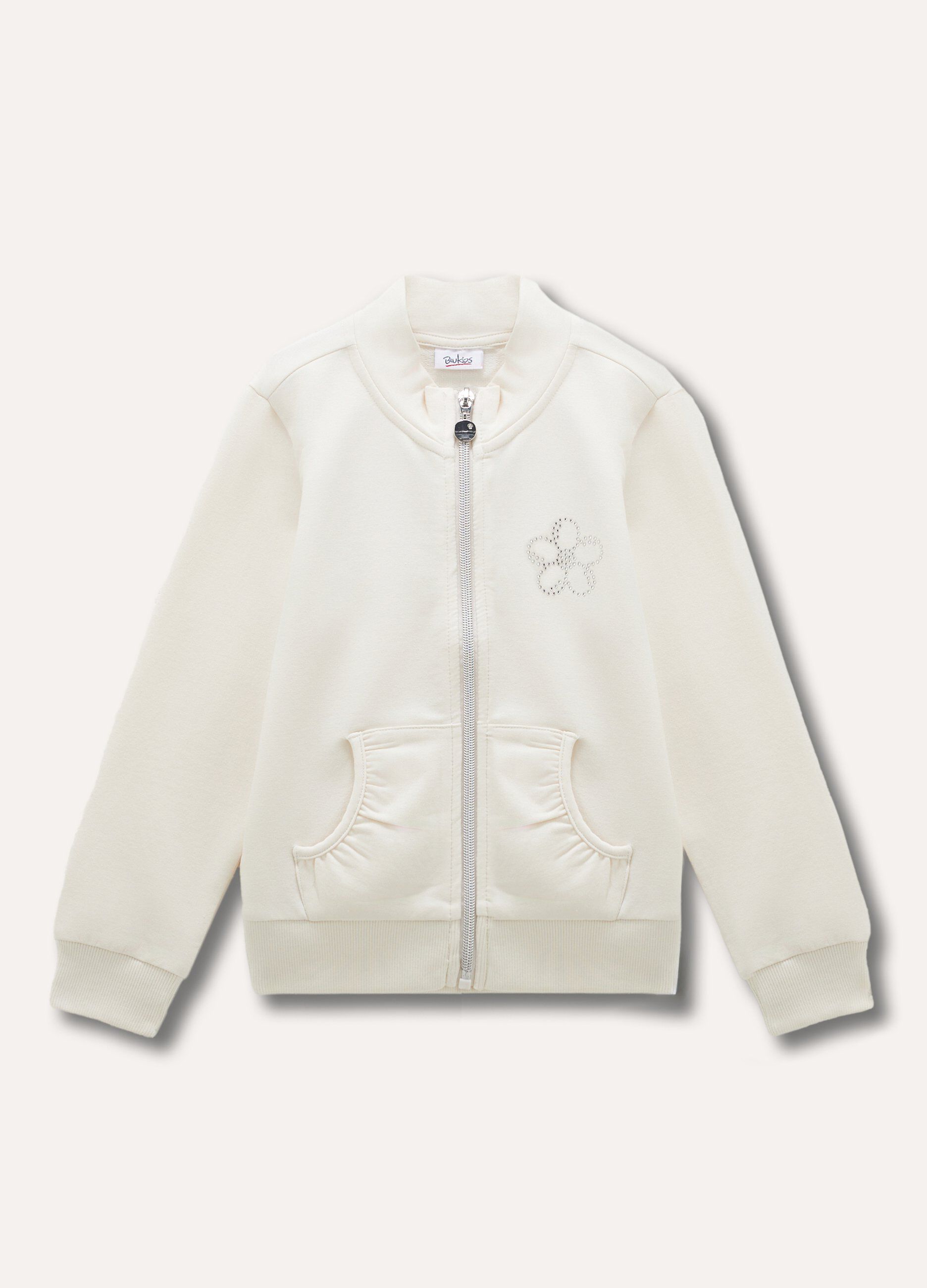 Felpa full-zip in cotone stretch bambina_0