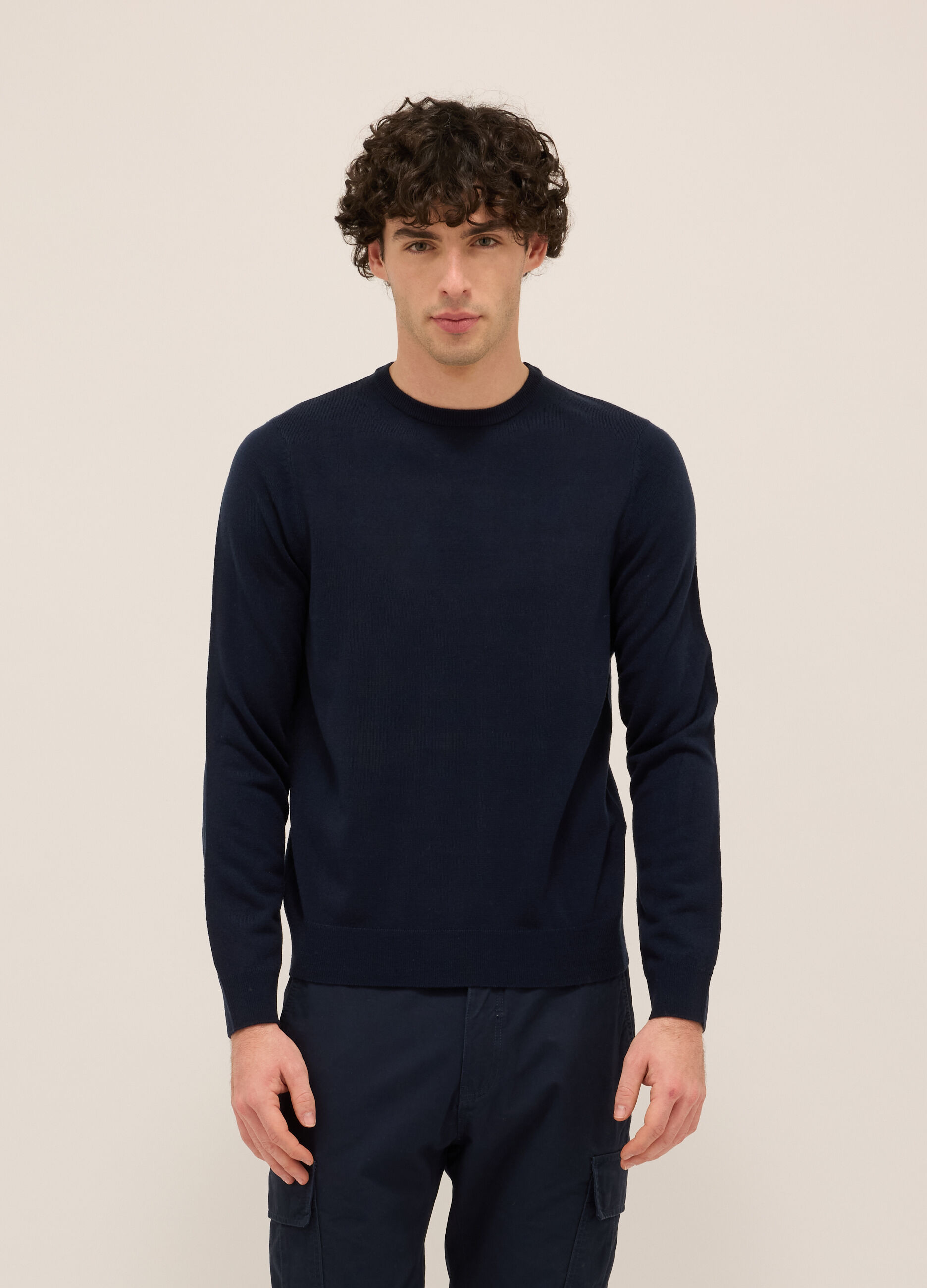 Maglione girocollo in misto cotone uomo_0