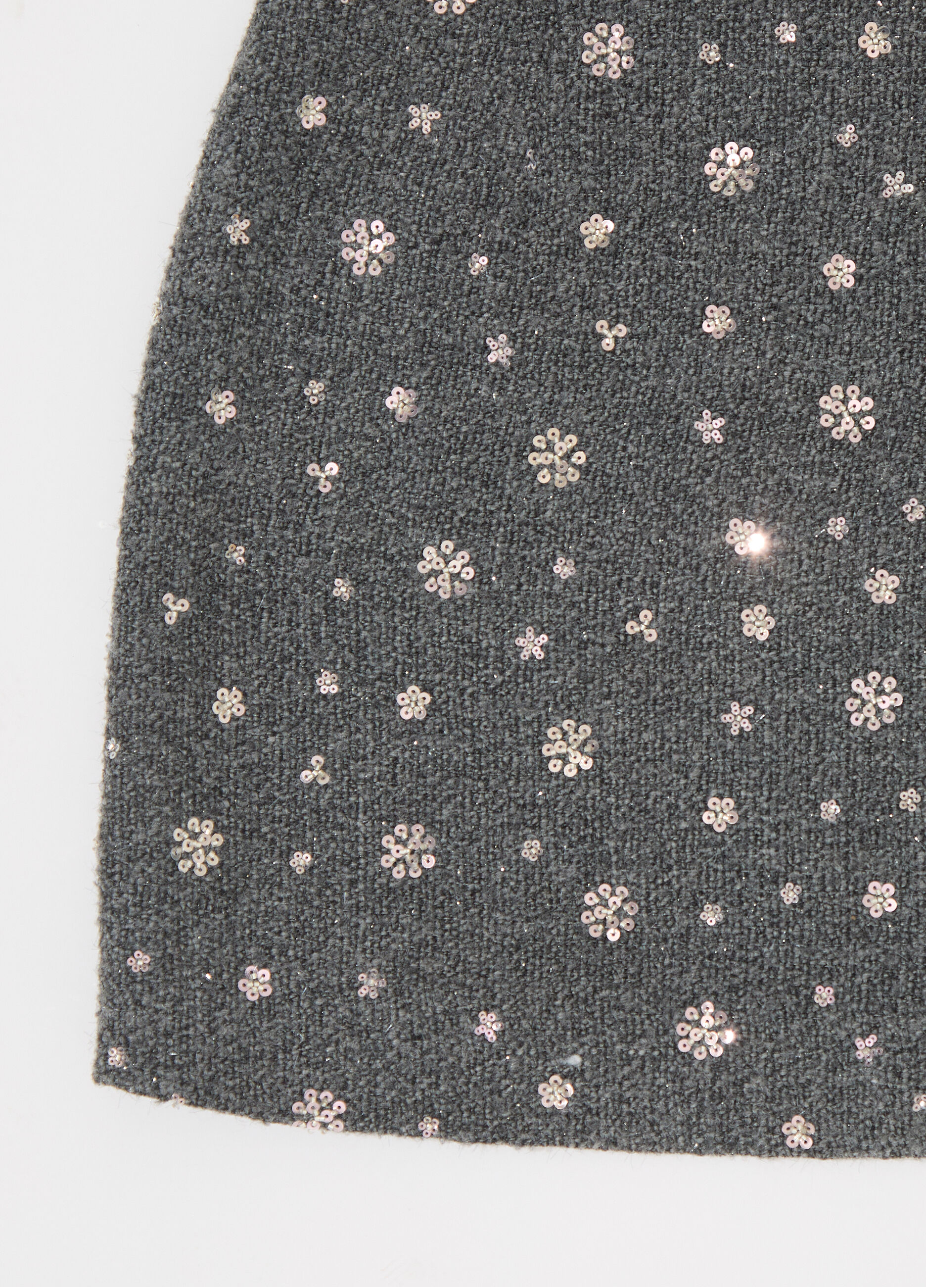 Gonna corta in bouclé di misto lana donna_6