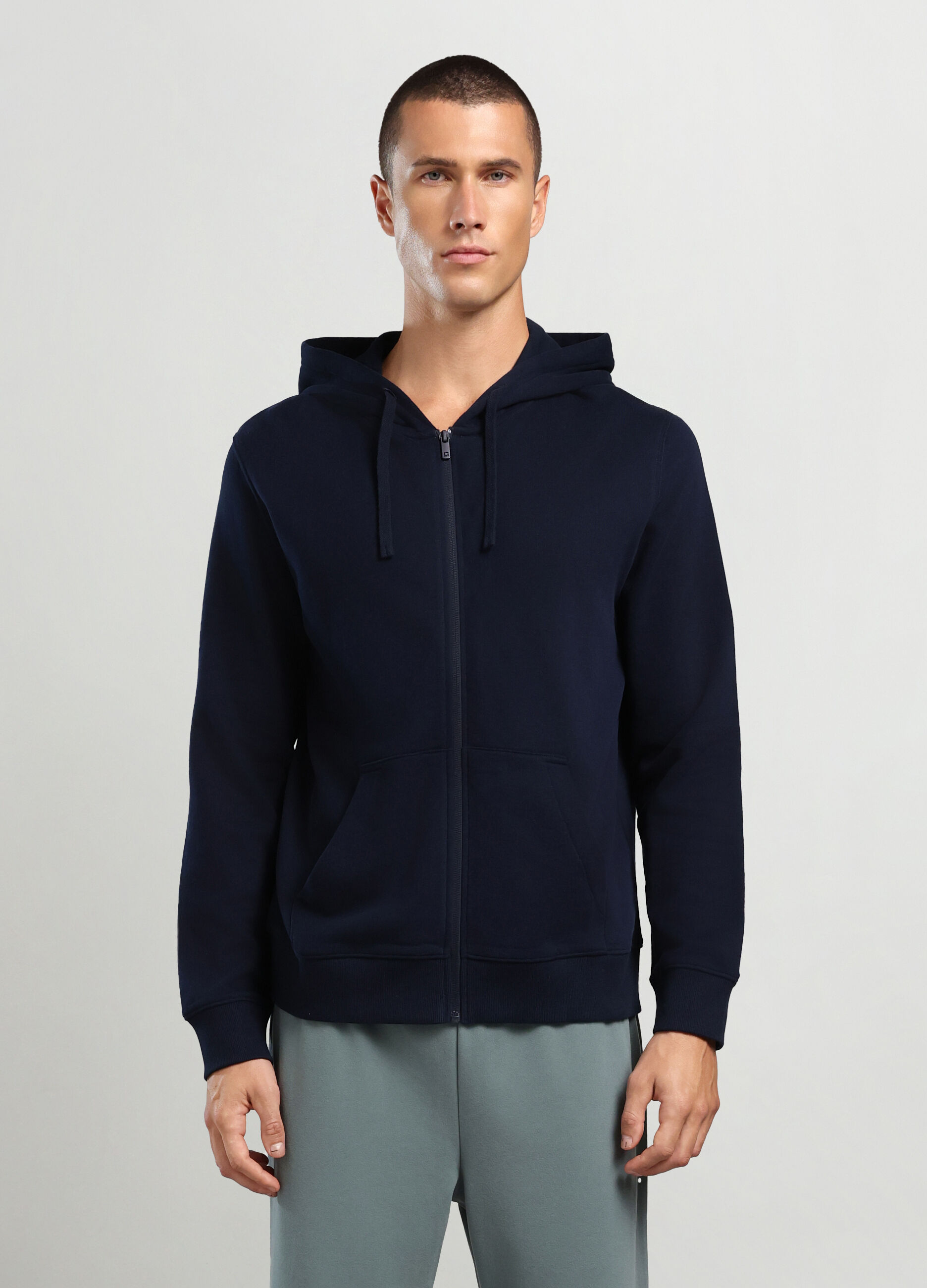 Felpa con cappuccio in puro cotone uomo_0