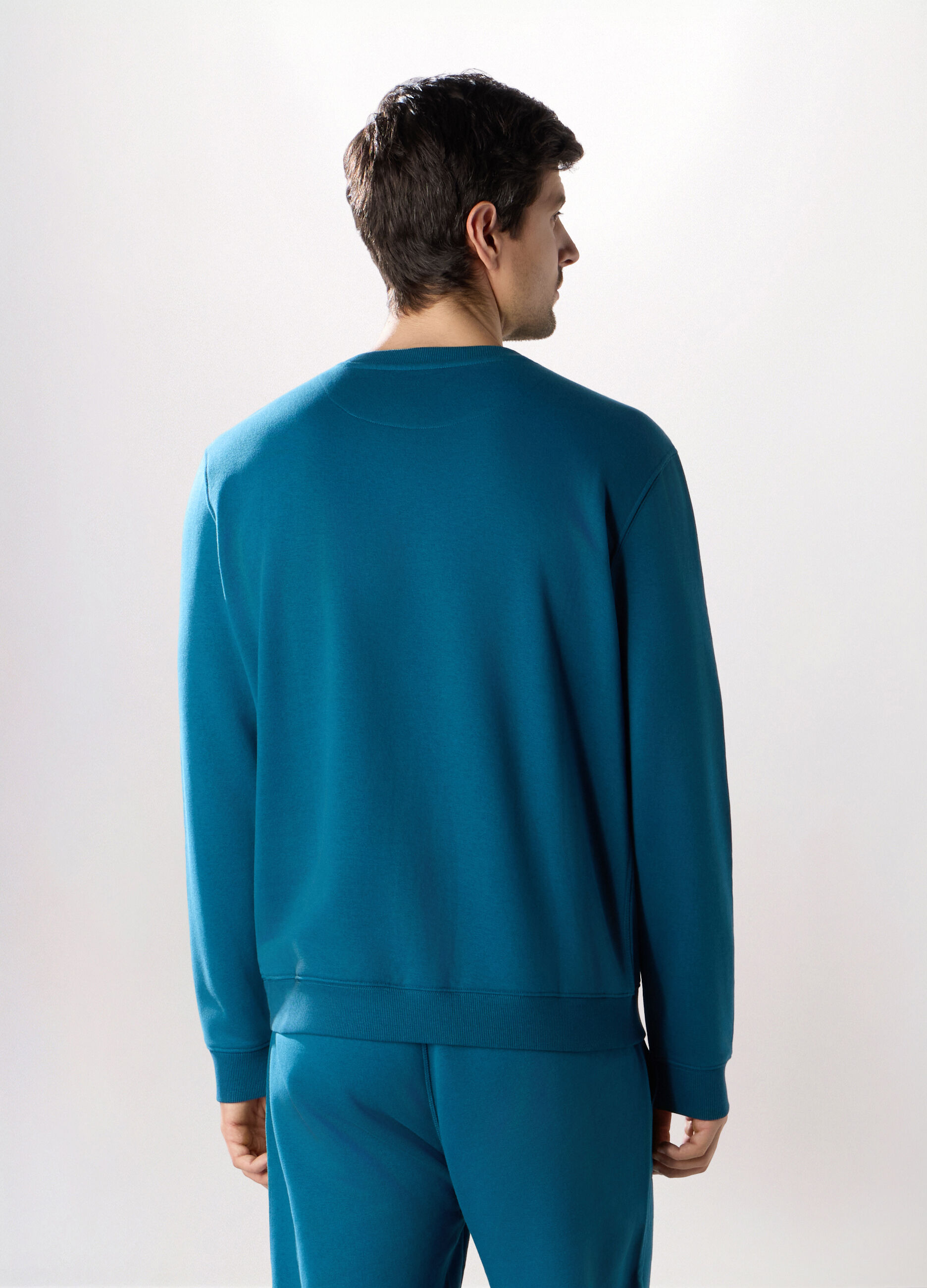 Felpa girocollo in felpa misto cotone uomo_1