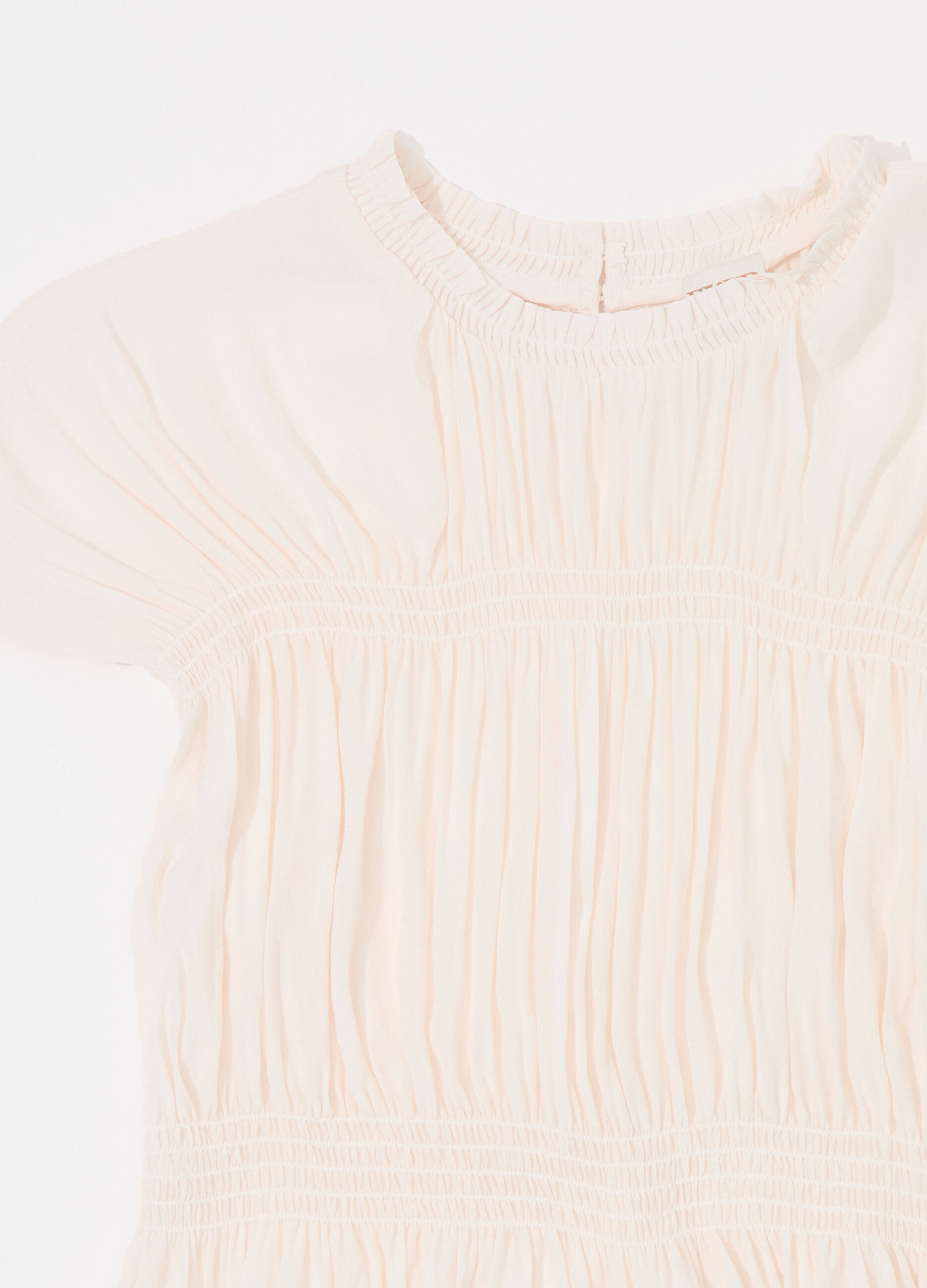 Blusa arricciata in punto smock donna_6