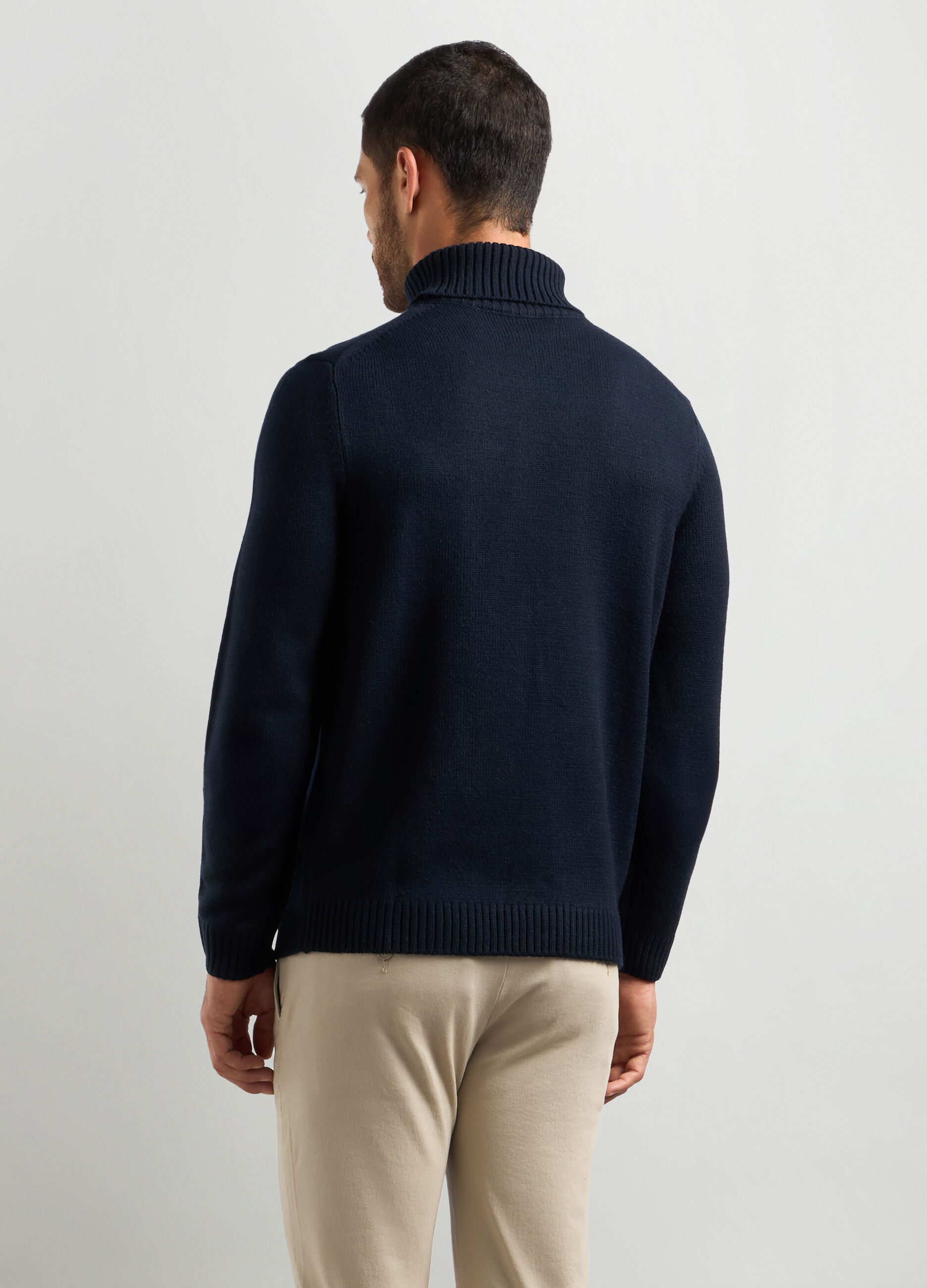 Maglione collo alto maglia rasata uomo_1