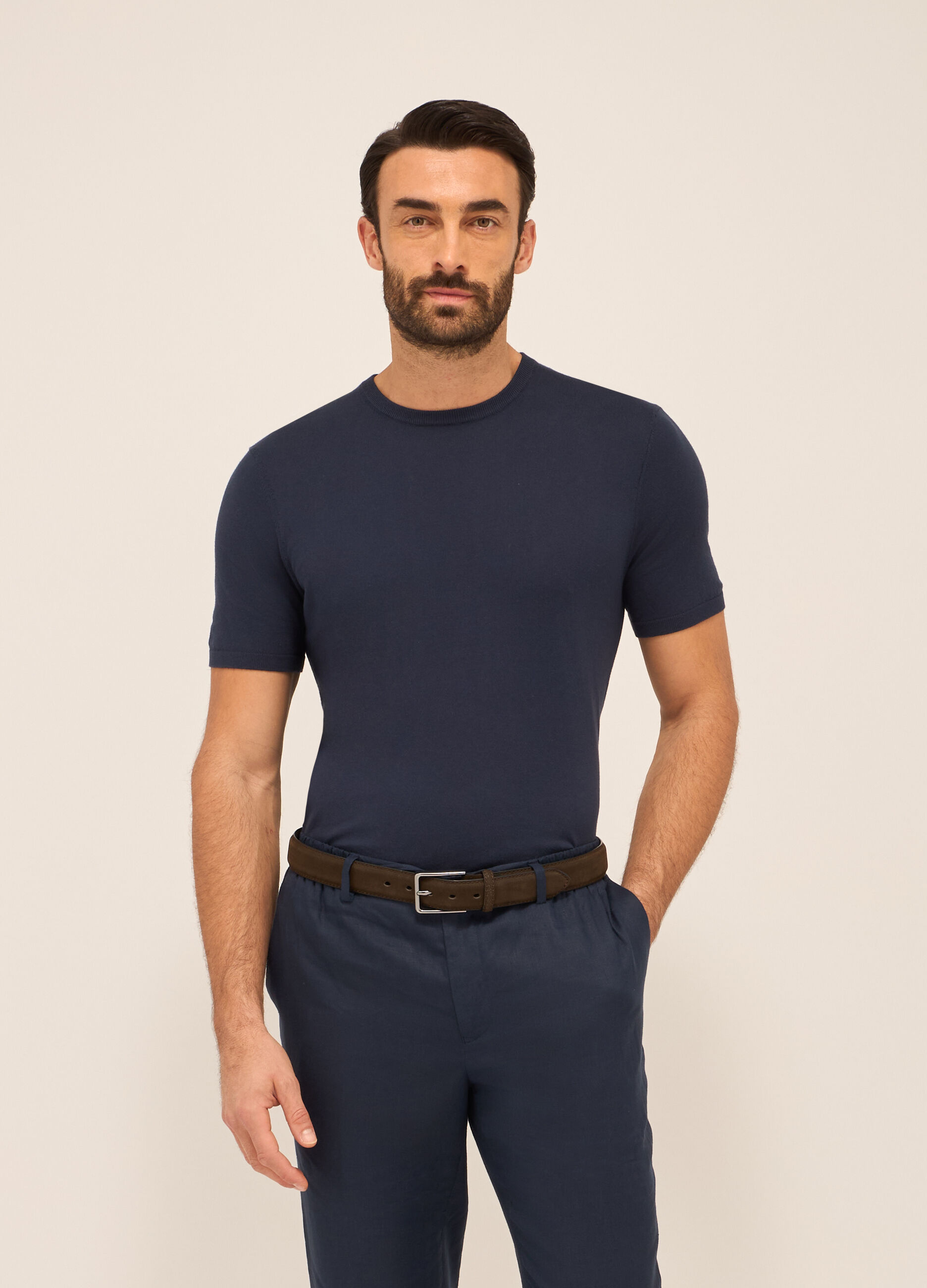 T-shirt in maglia di puro cotone uomo_0