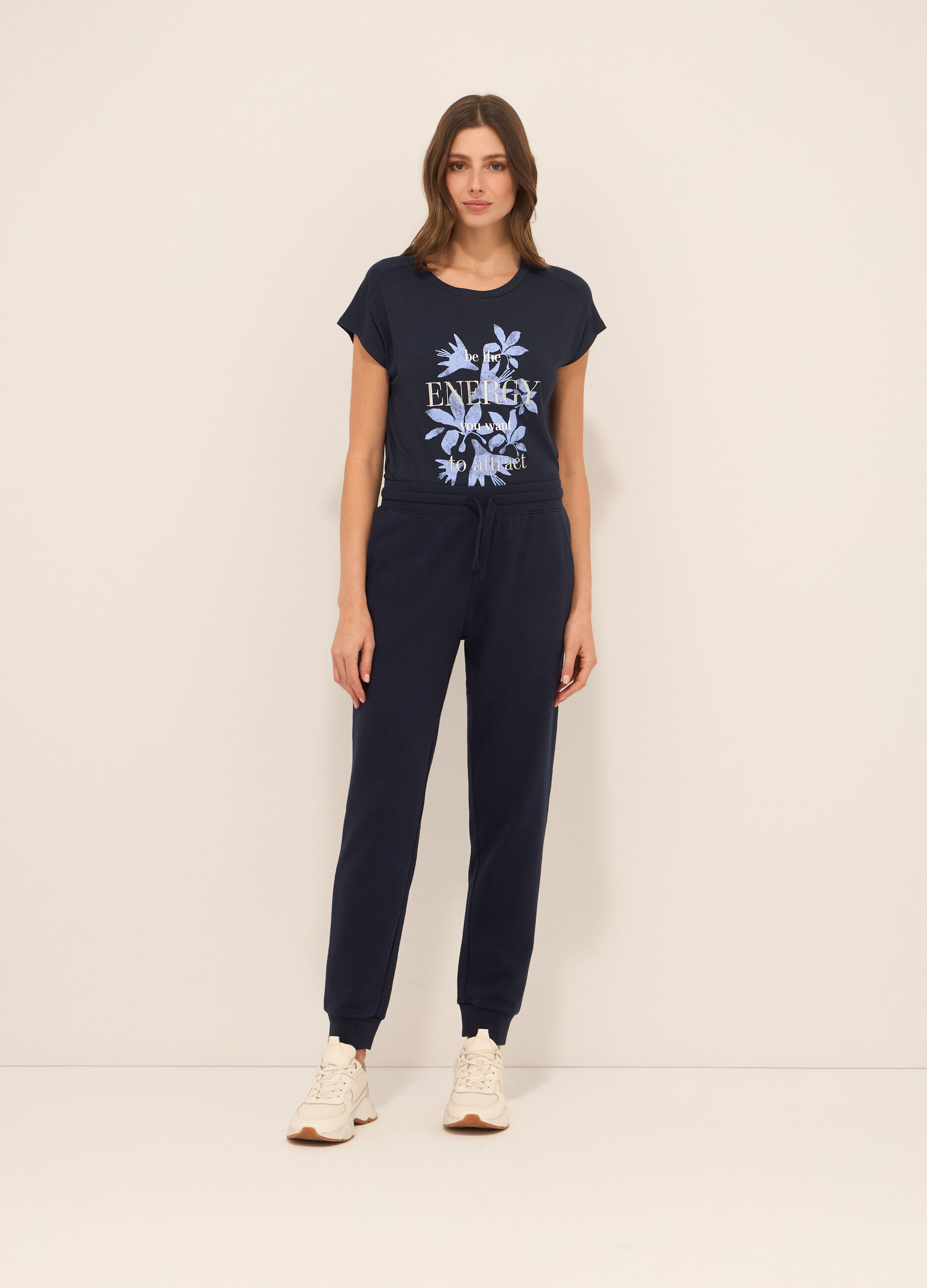 Jogger in french terry di misto cotone donna_0