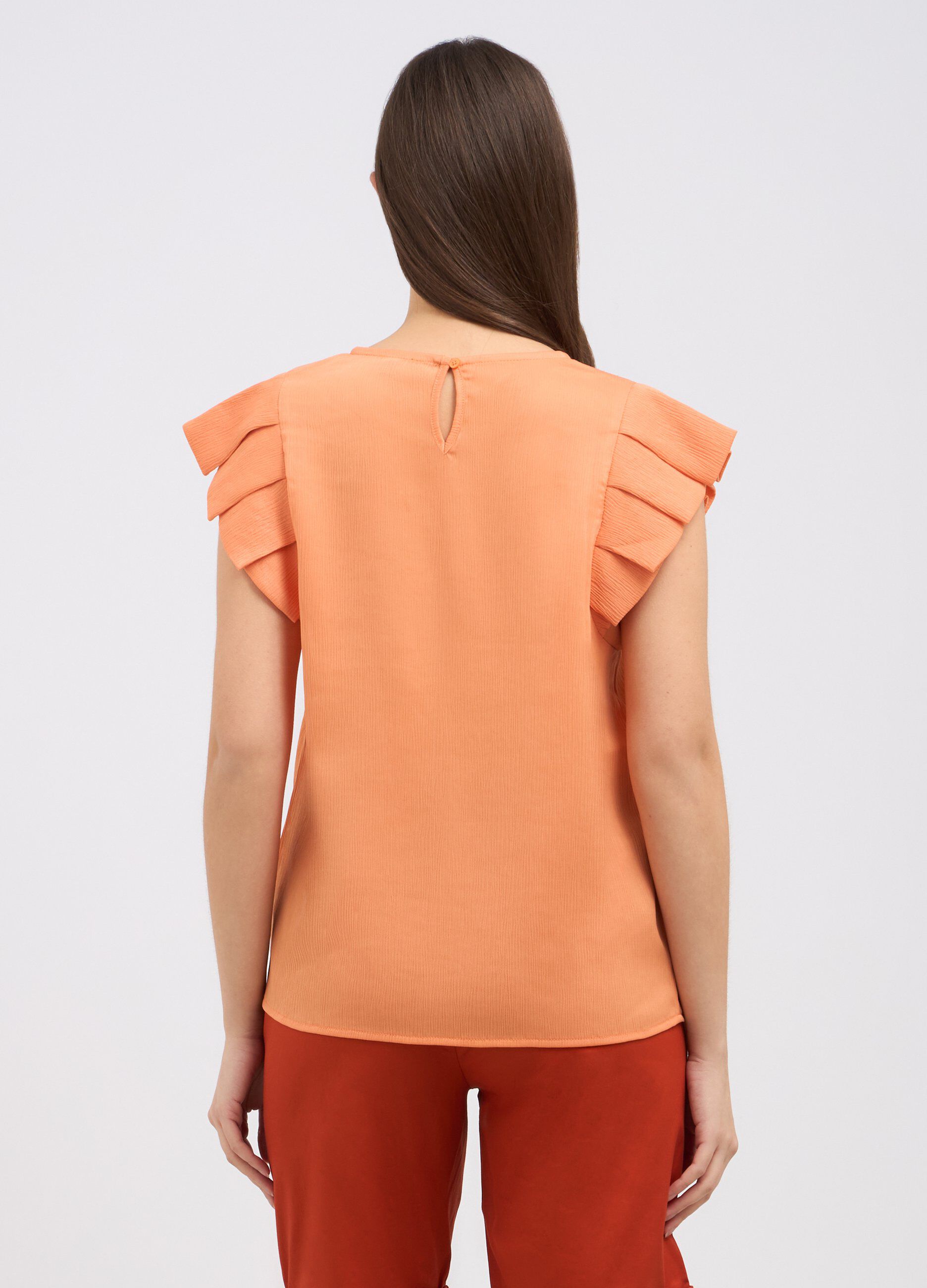 Blusa creponne con rouches donna_1