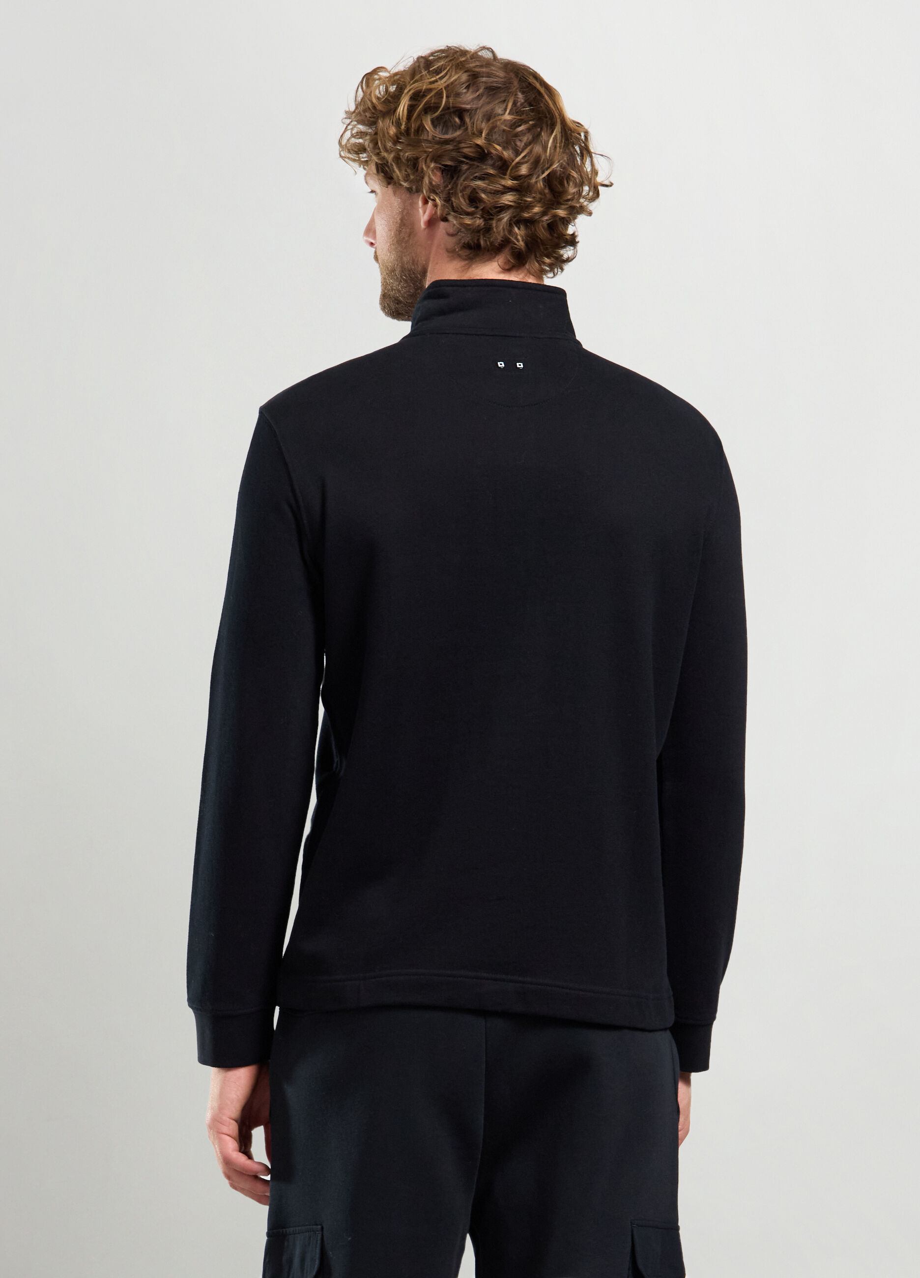 Felpa a lupetto con mezza zip uomo_1