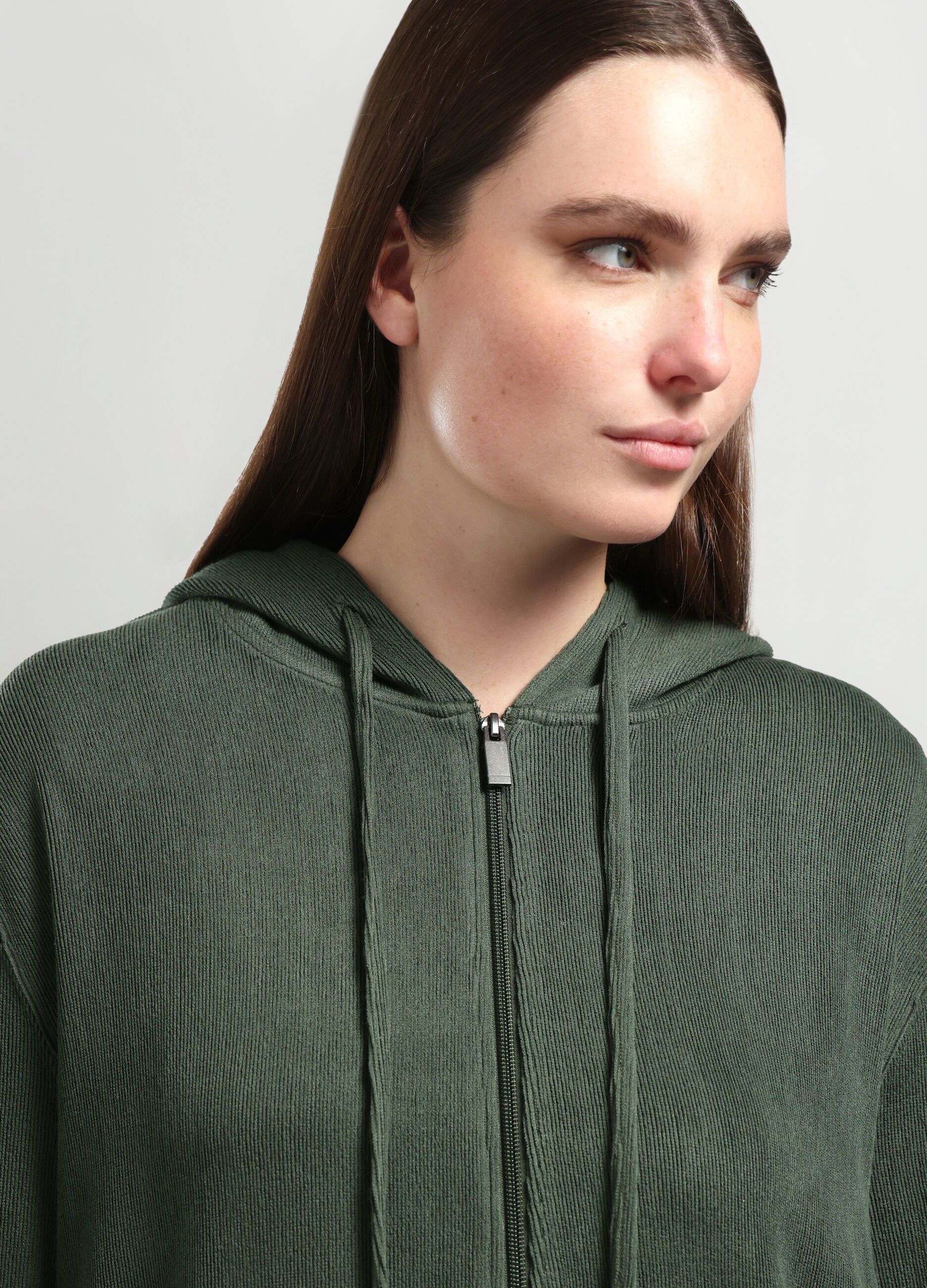 Felpa con cappuccio in costina di misto viscosa donna curvy_2