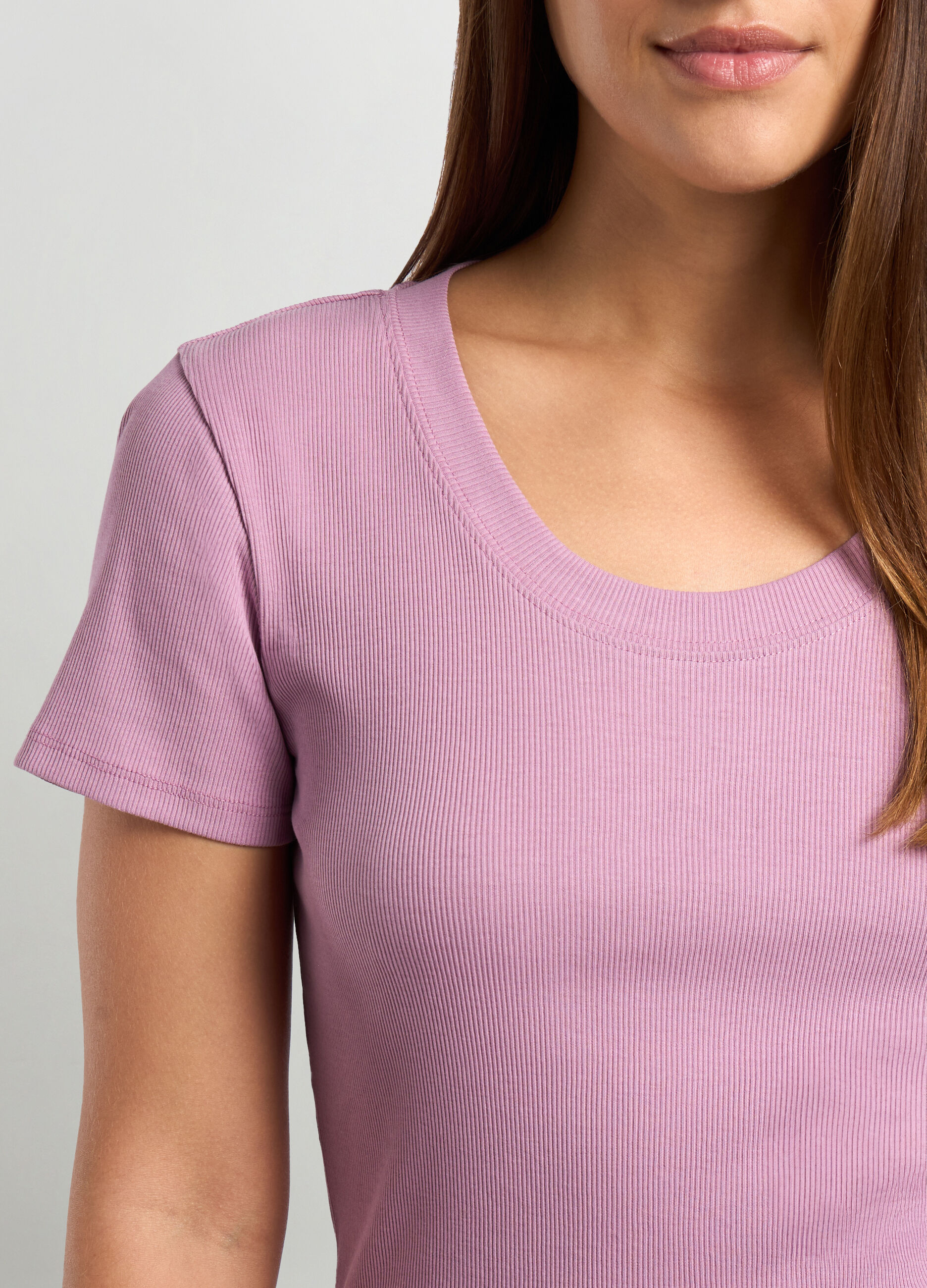 T-shirt in costina di puro cotone donna_2