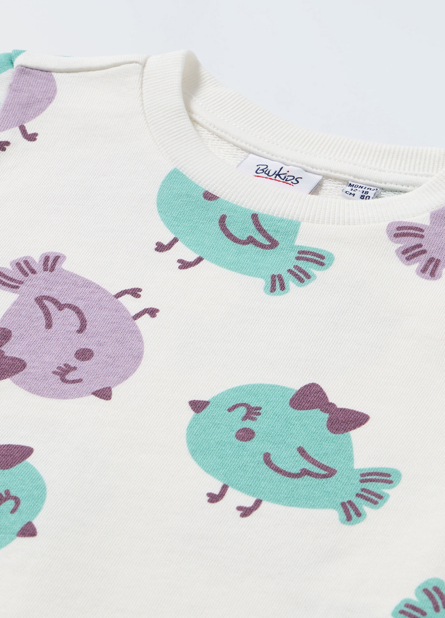 Felpa a girocollo in puro cotone neonata_1