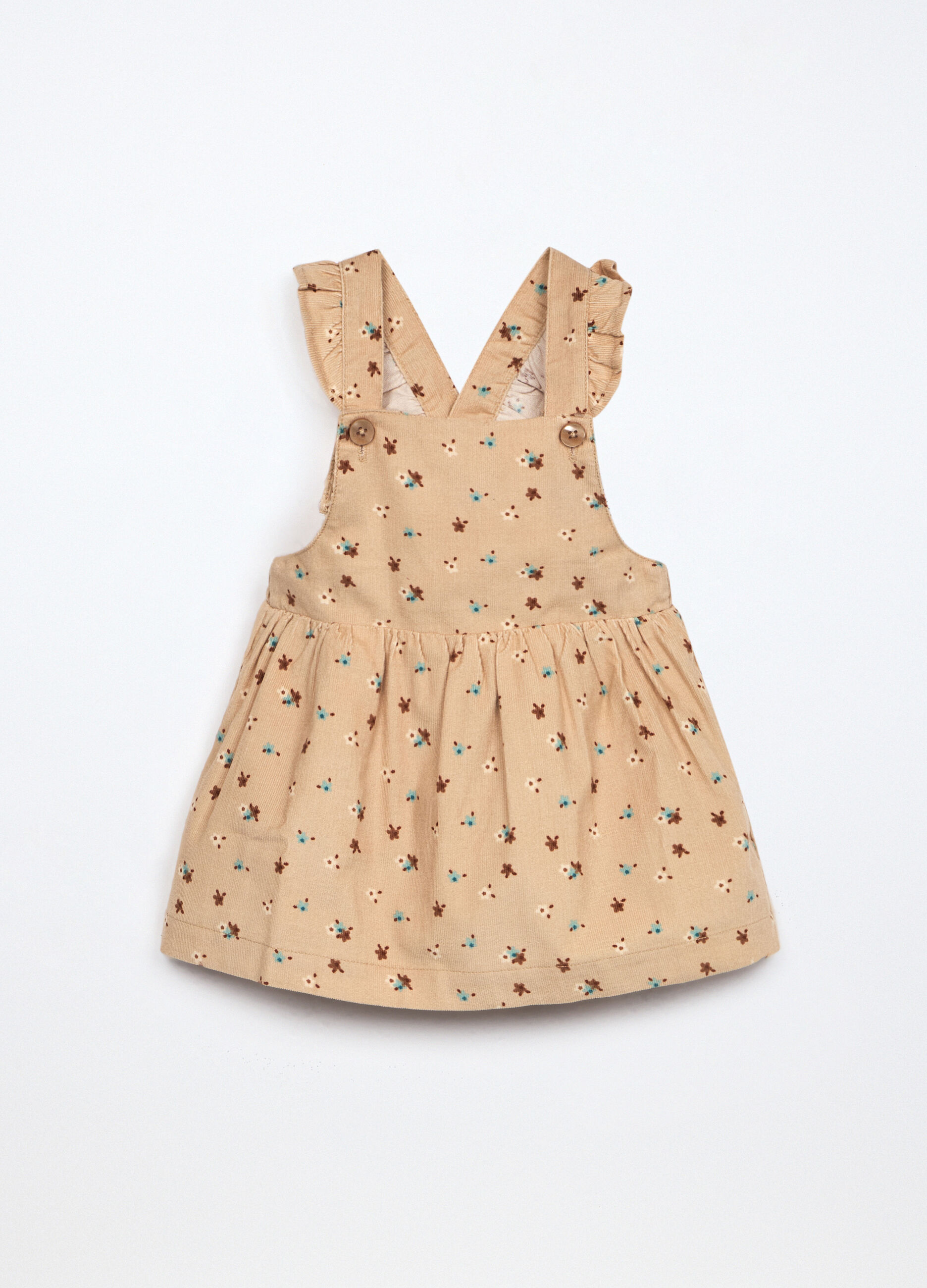 Vestito salopette in velluto a coste di puro cotone neonata _0