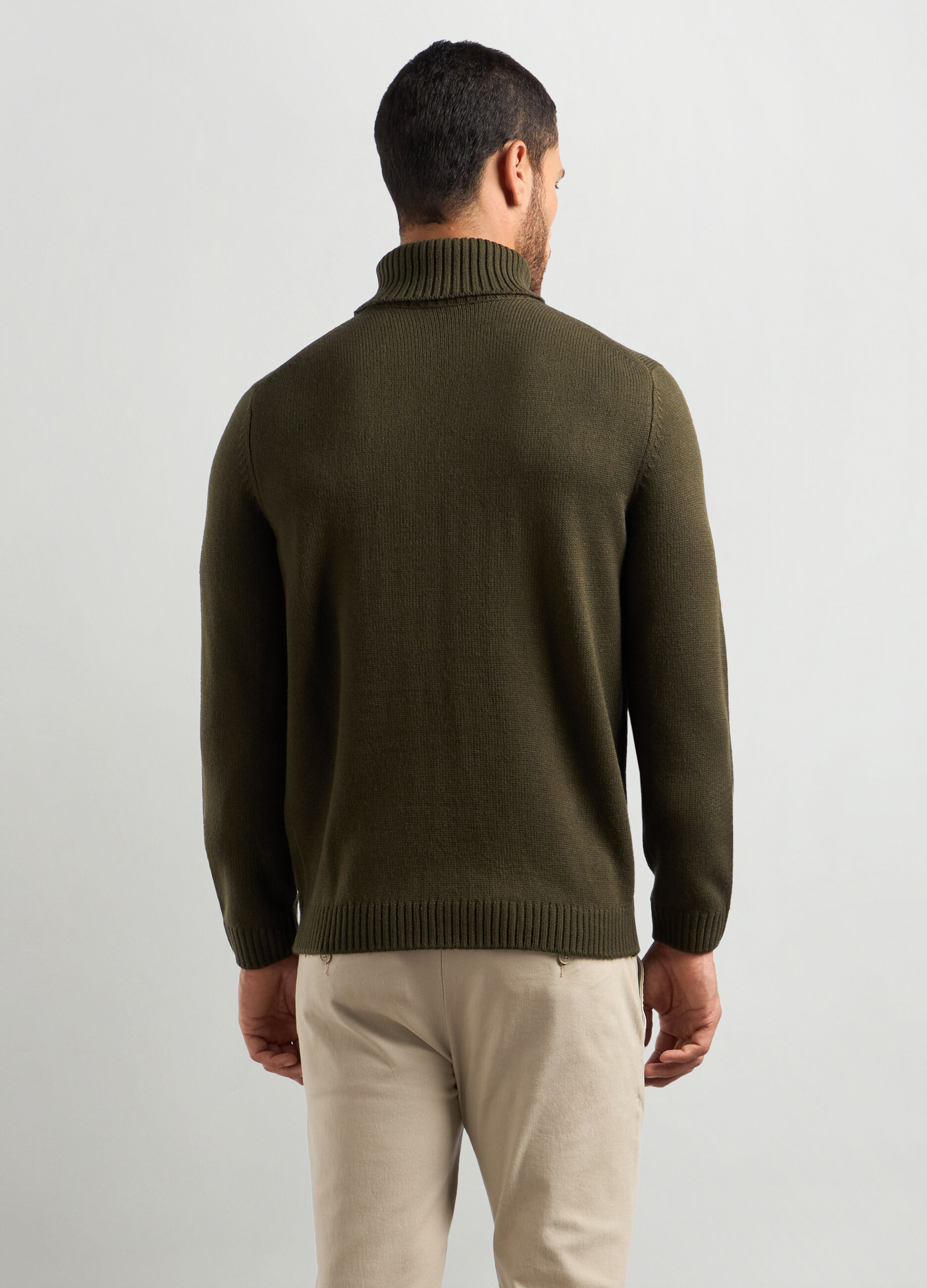 Maglione collo alto maglia rasata uomo_1