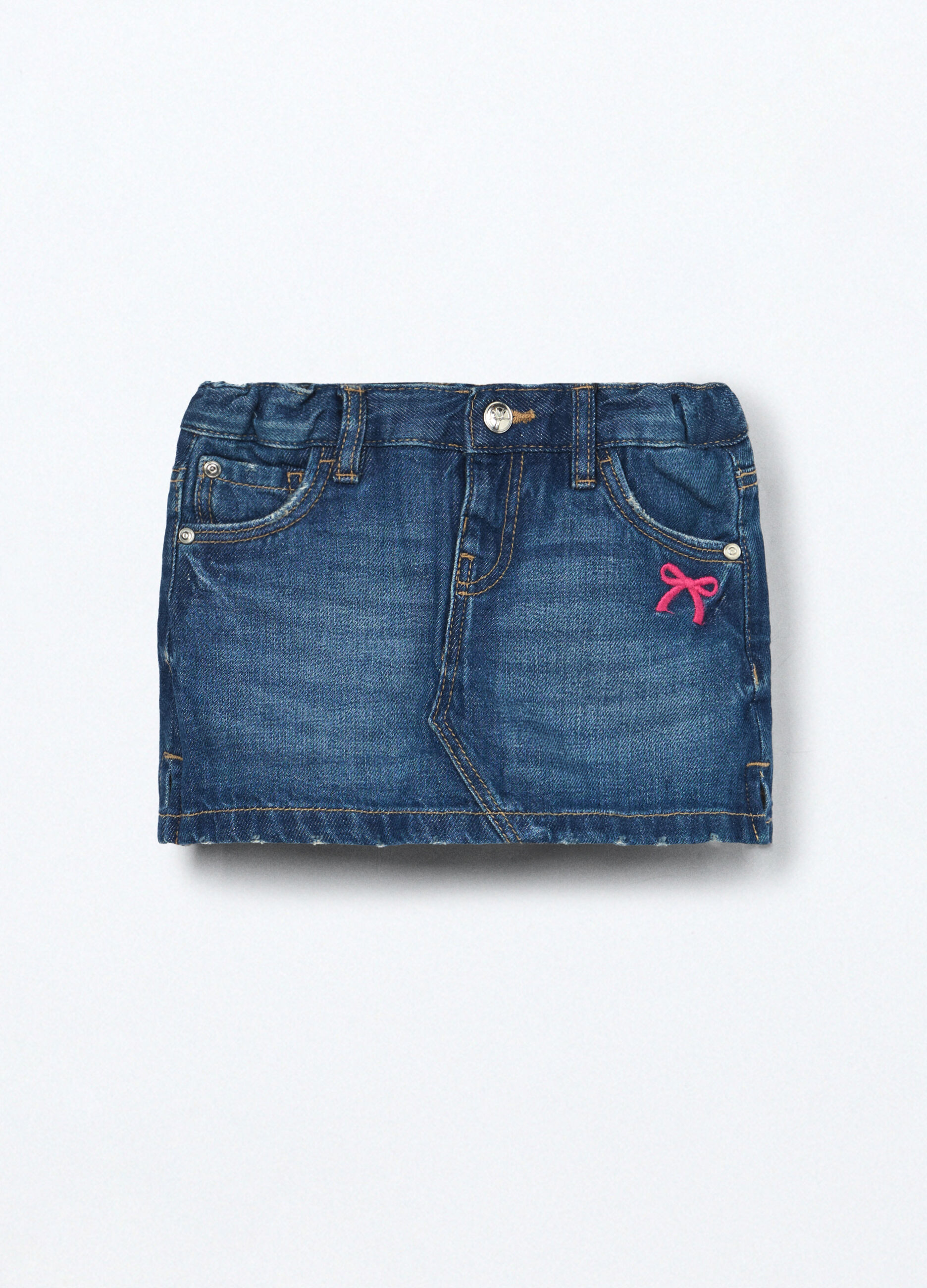 Gonna in denim di puro cotone neonata_0