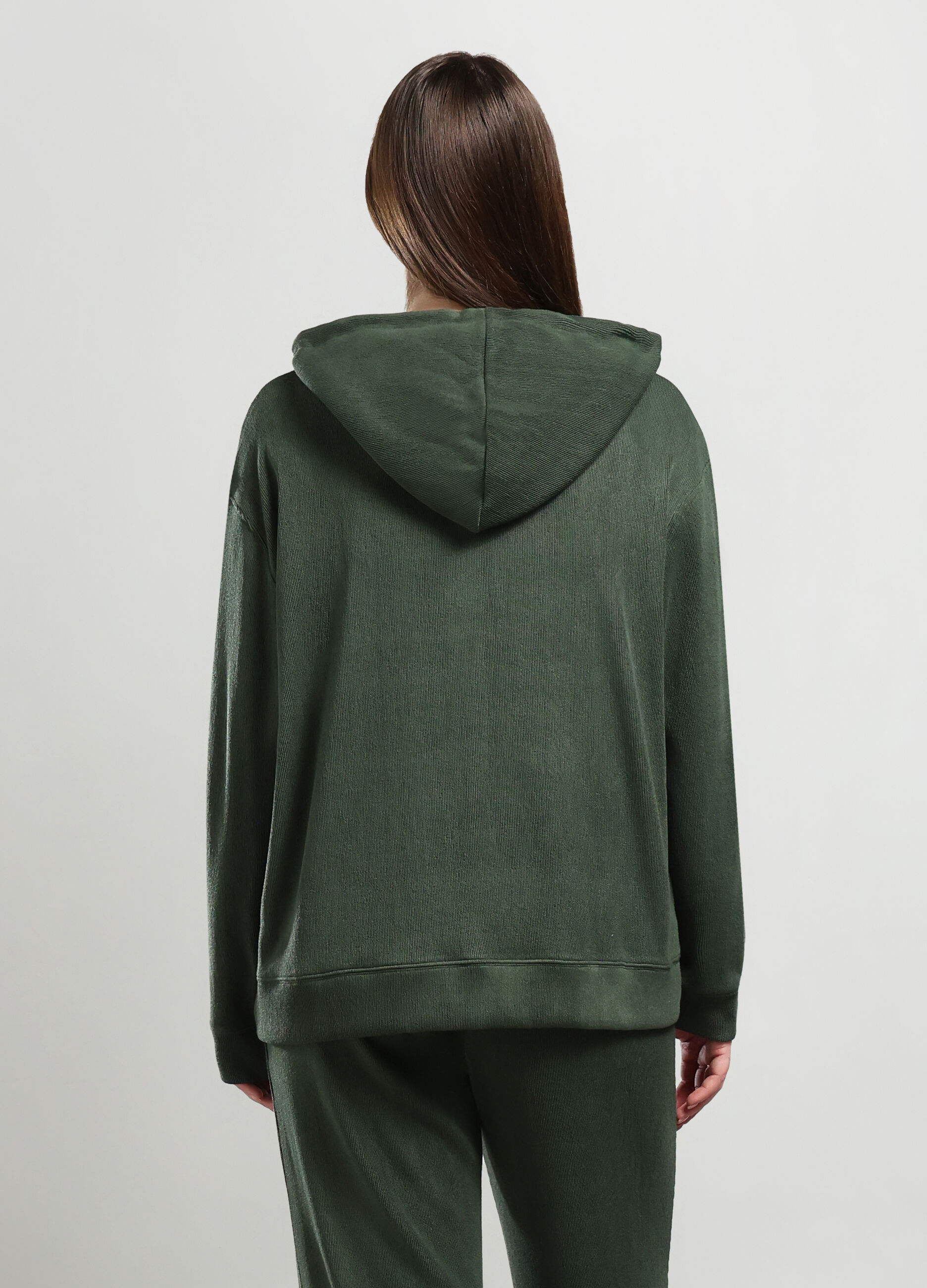 Felpa con cappuccio in costina di misto viscosa donna curvy_1