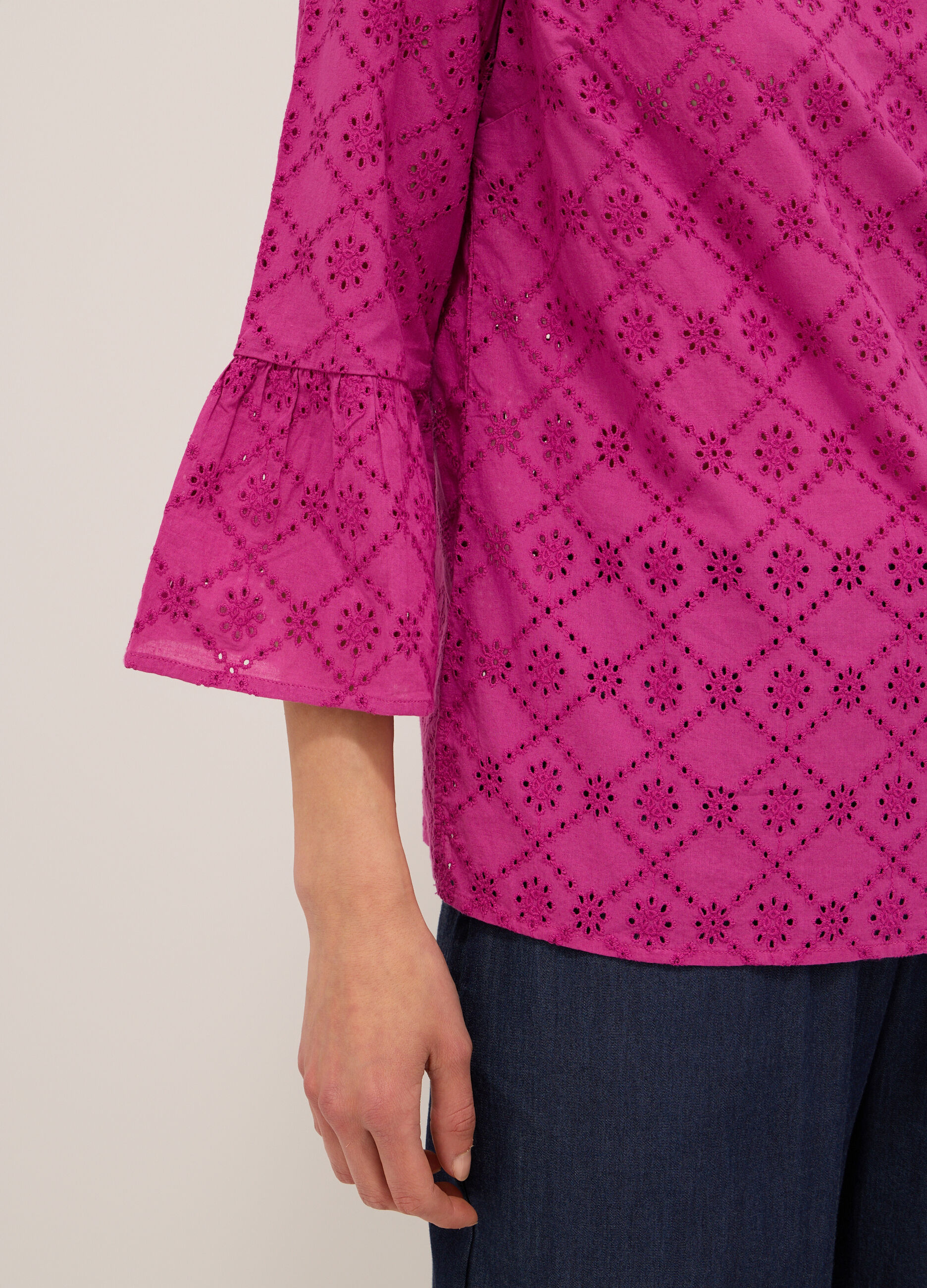 Blusa ricamata in puro cotone donna_2