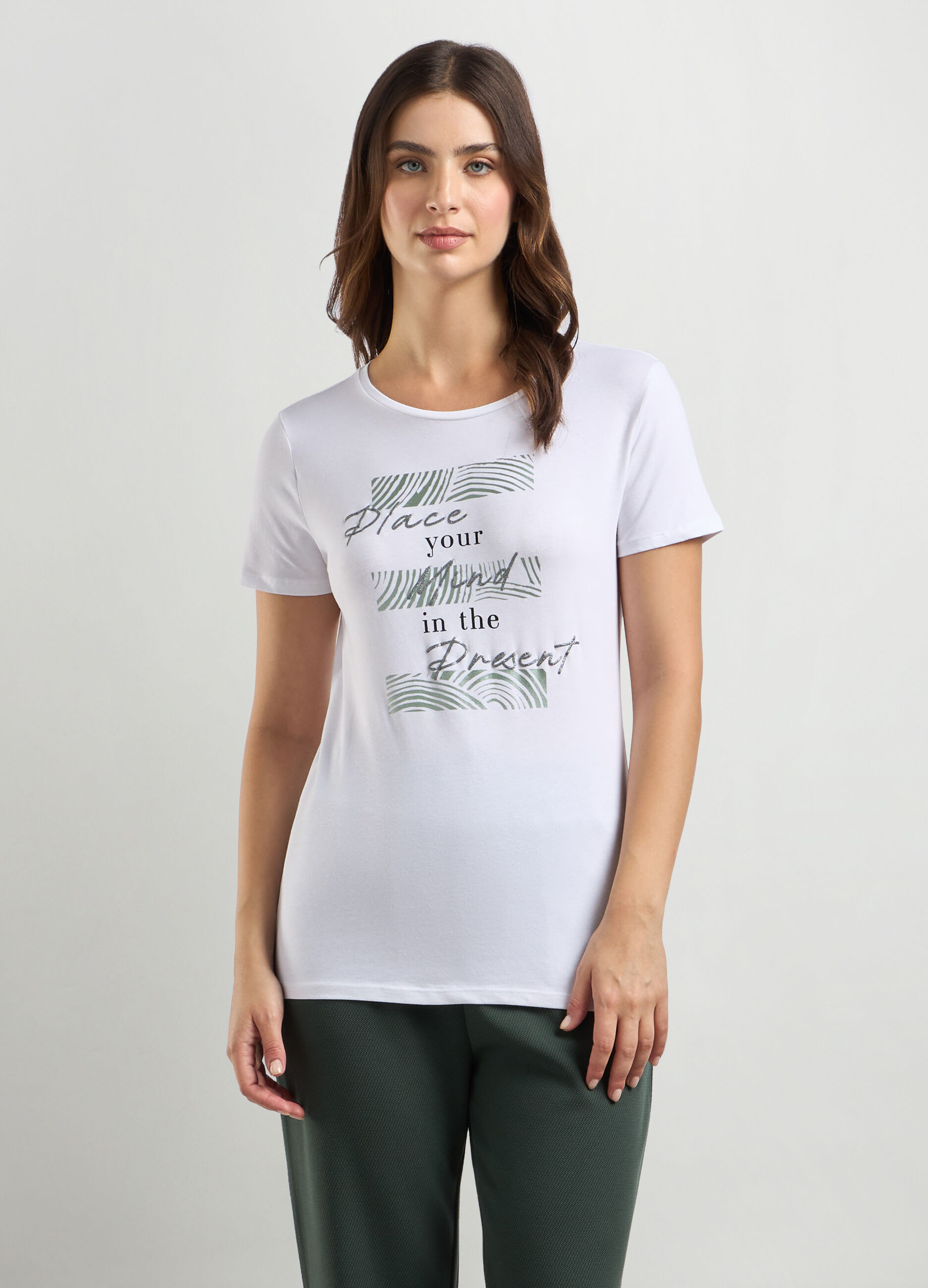 T-shirt in jersey di cotone stretch donna_0