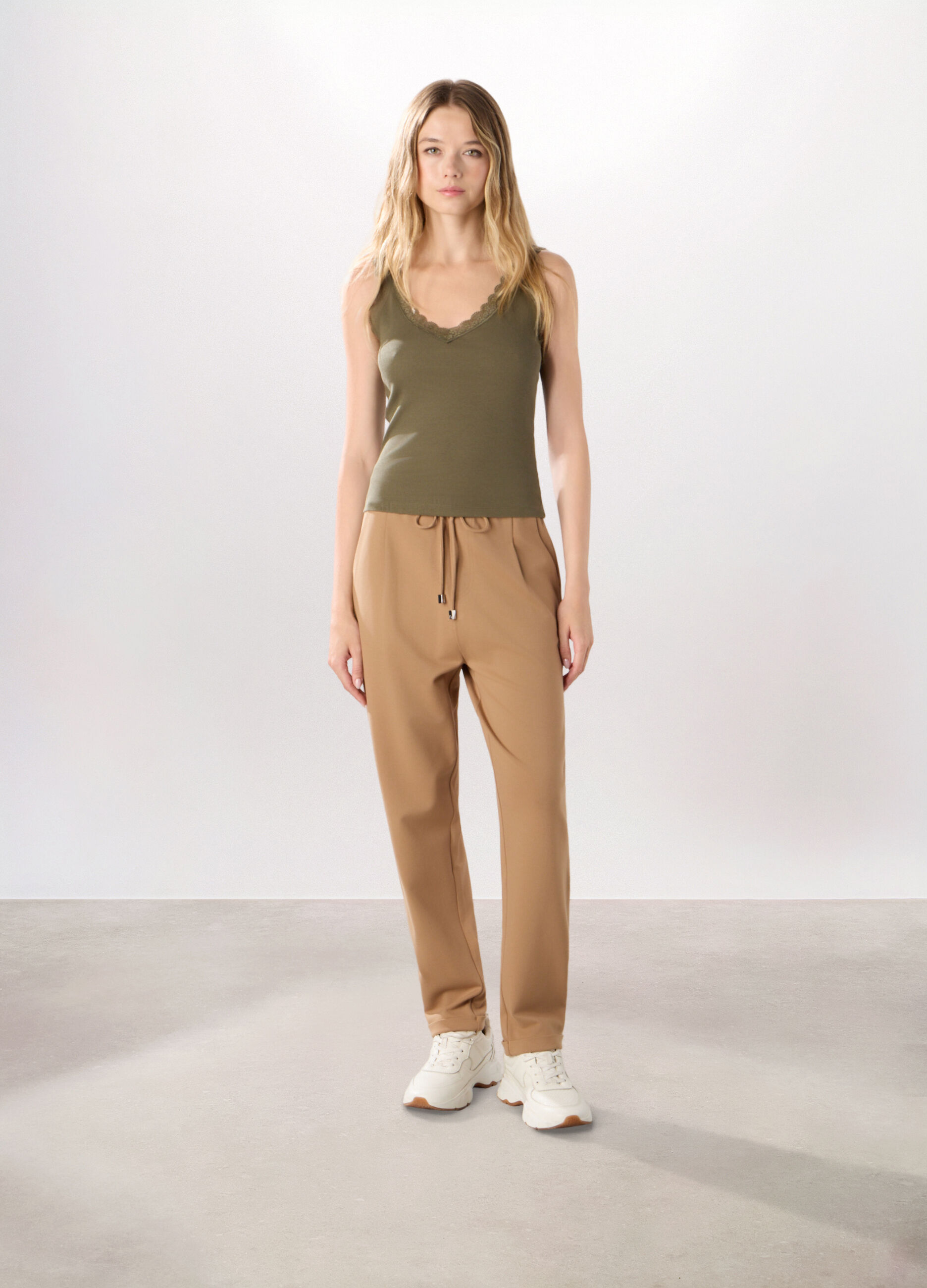 Jogger in jersey stretch misto viscosa donna_0